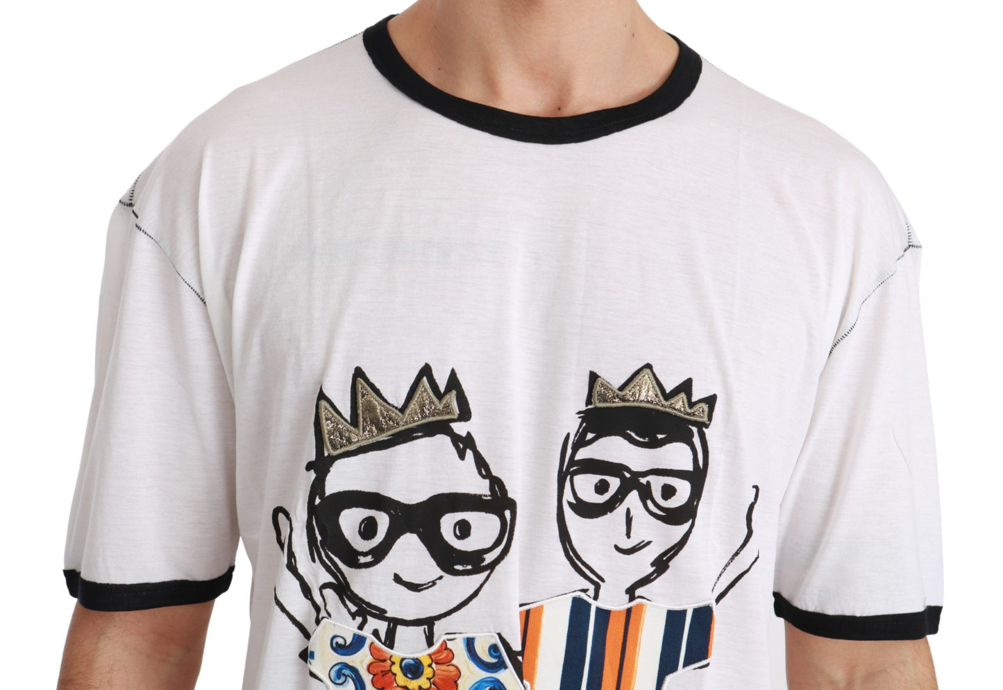 Dolce & Gabbana Weißes Baumwoll-T-Shirt mit Print #dgfamily für Herren