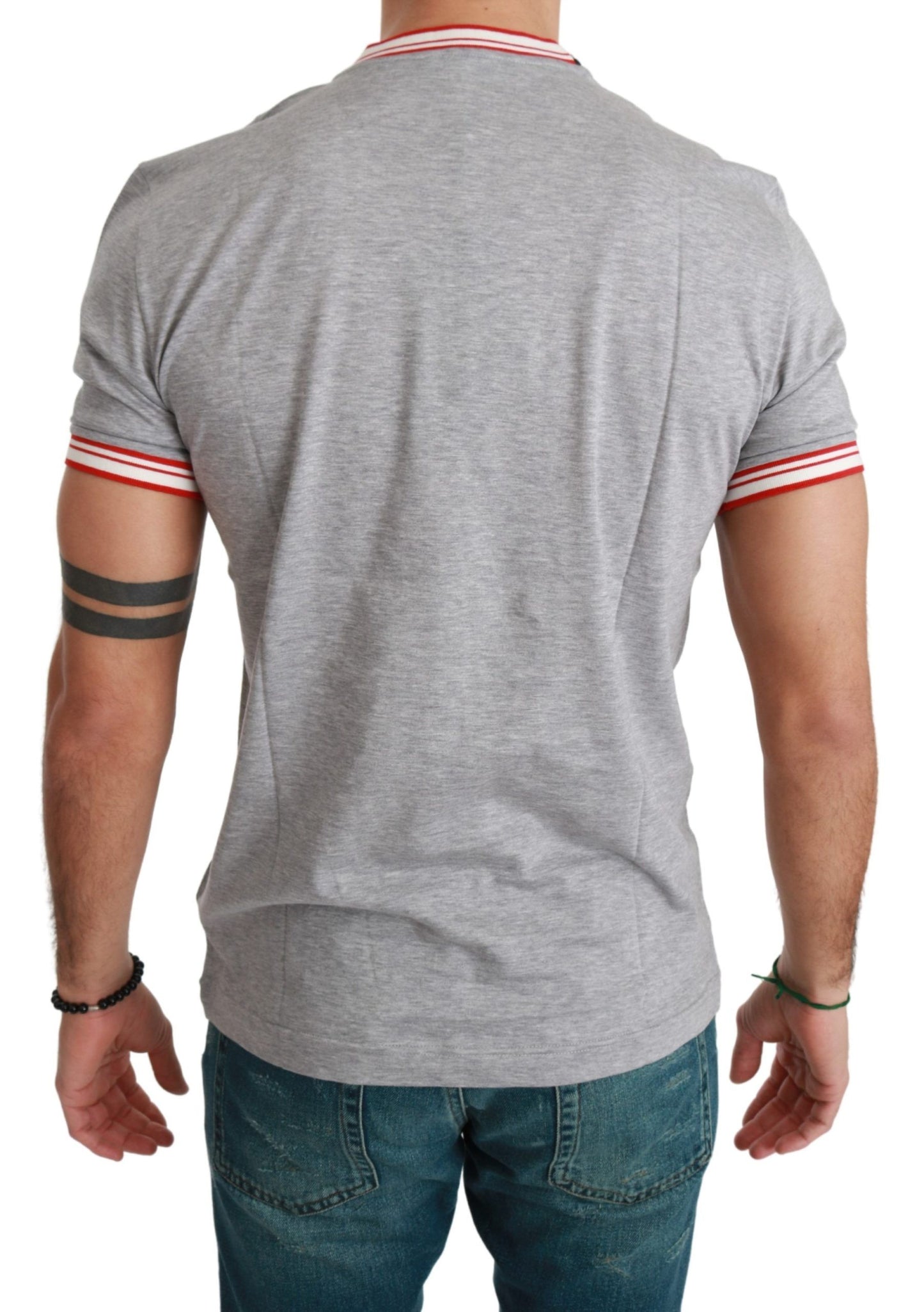 Dolce & Gabbana Graues Baumwoll-Top 2019 Jahr des Schweins T-Shirt
