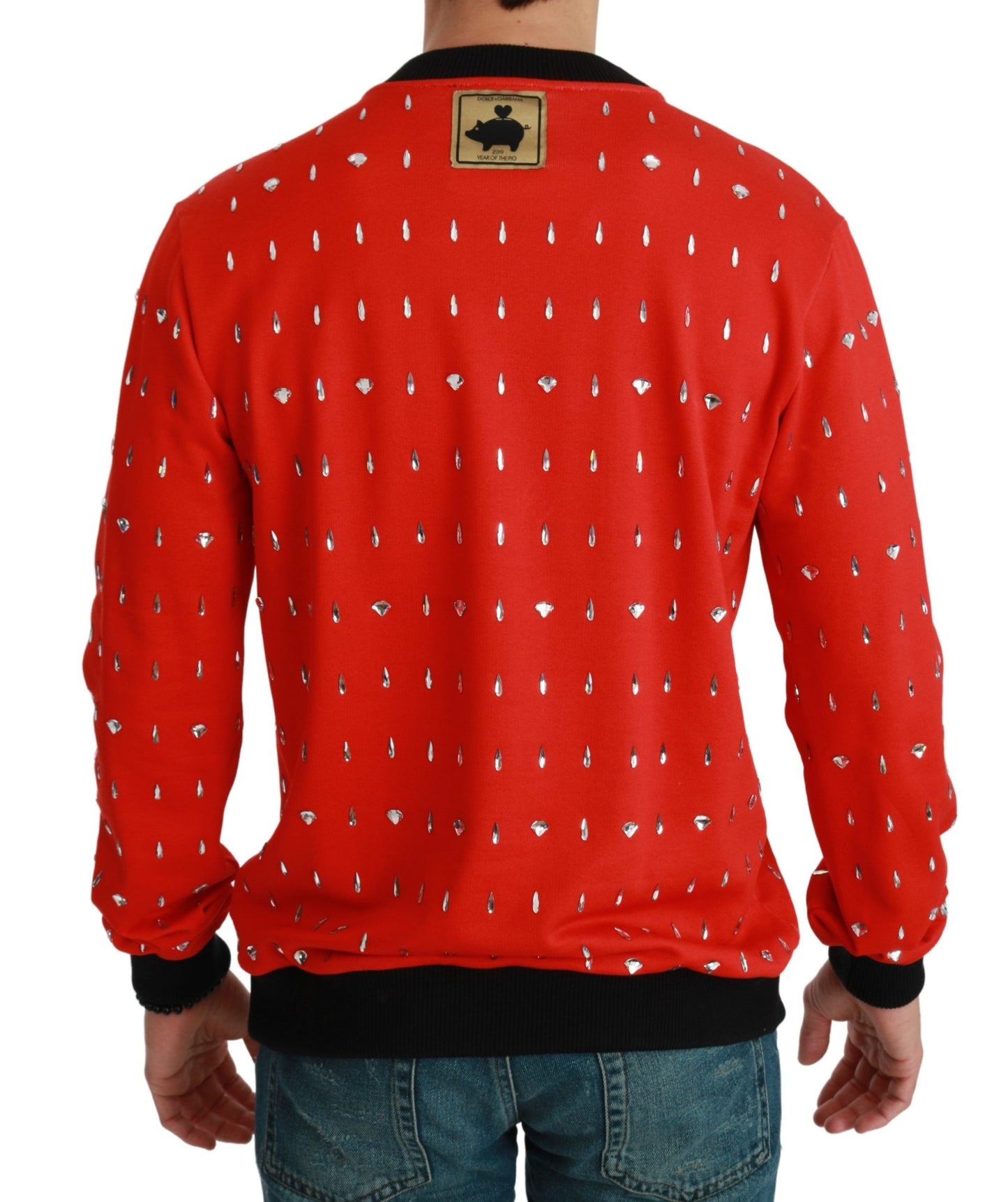 Dolce & Gabbana Roter Kristallpullover „Schwein des Jahres“