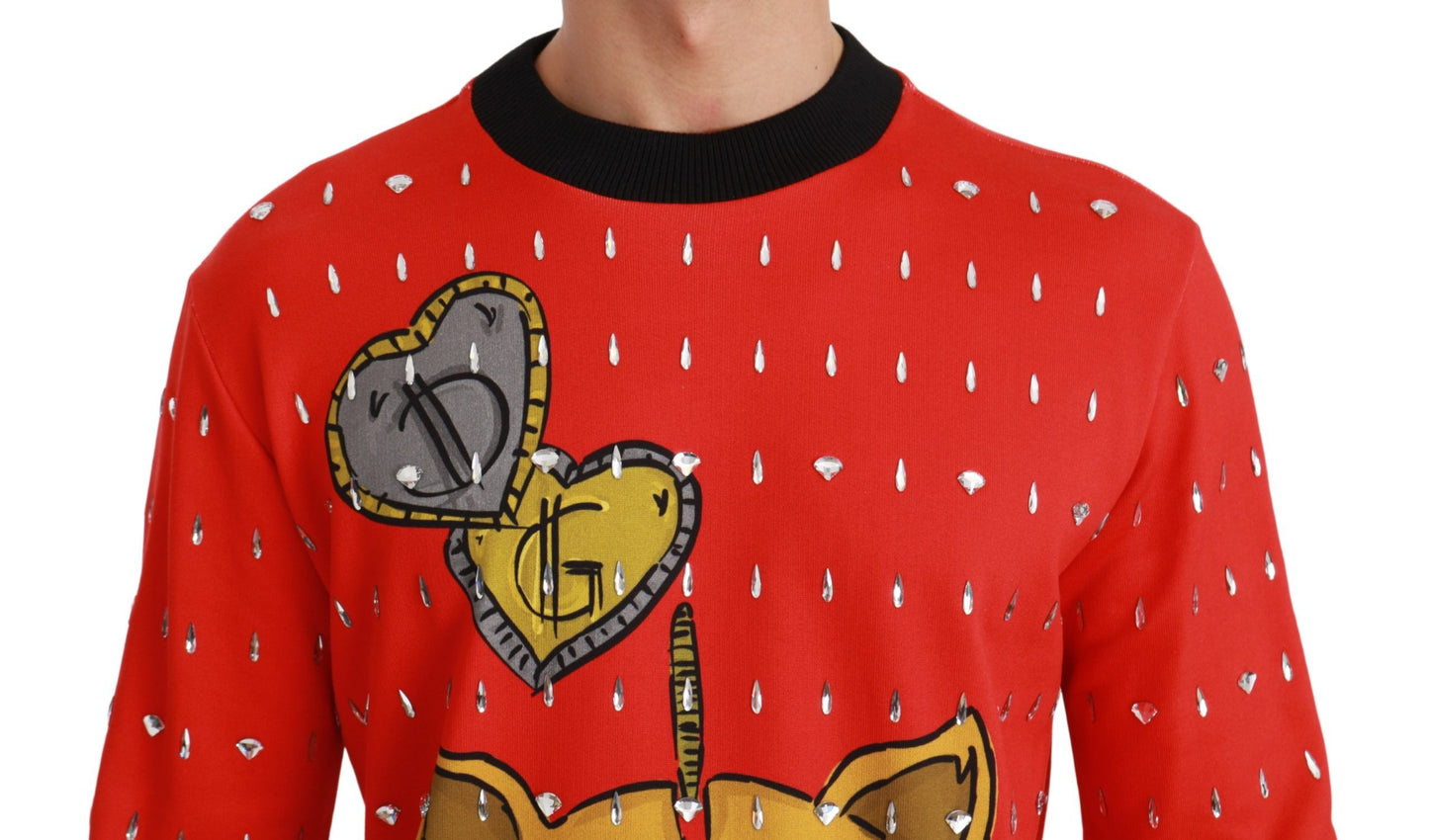 Dolce & Gabbana Roter Kristallpullover „Schwein des Jahres“
