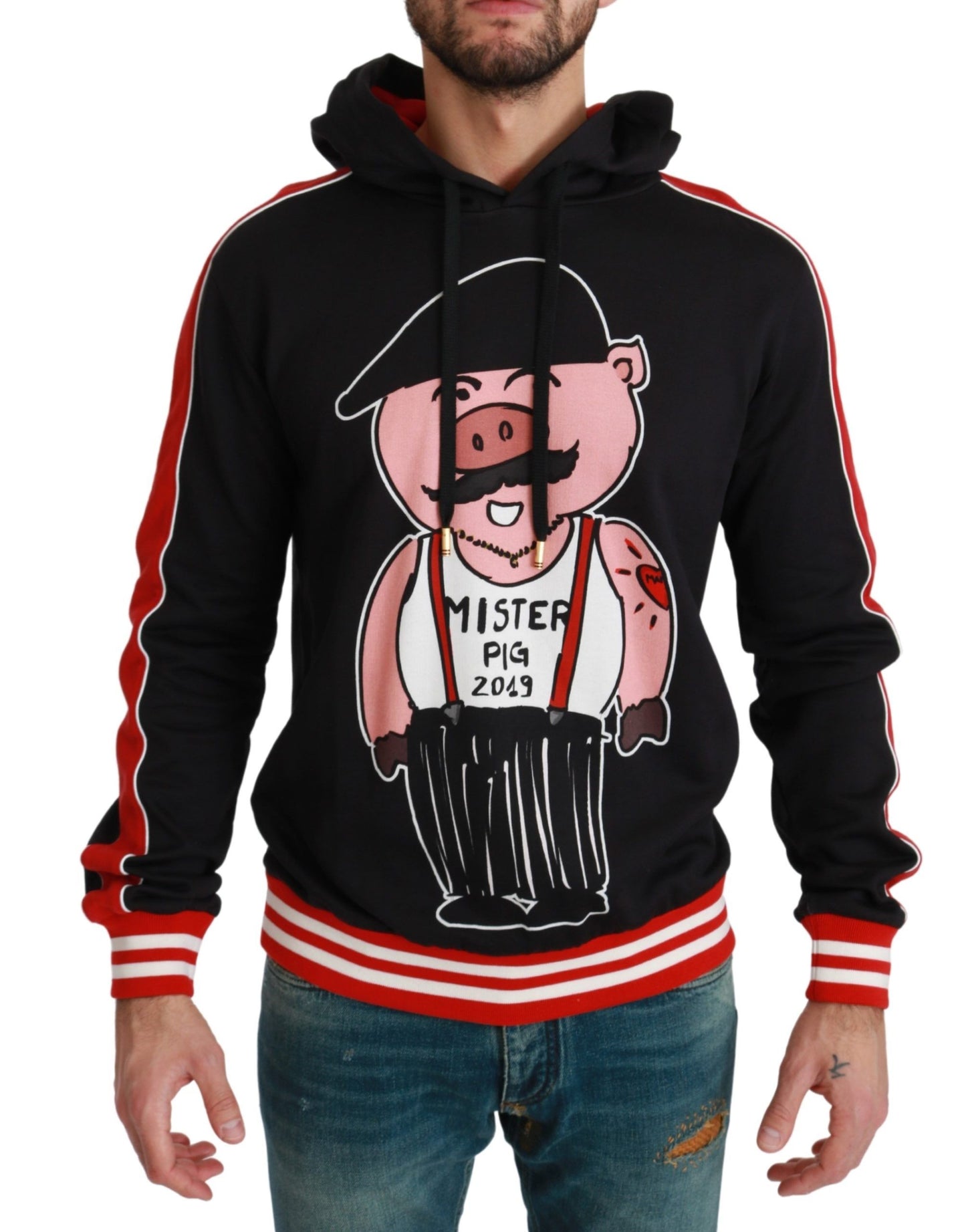 Dolce & Gabbana – Schwarzer Kapuzenpullover „Schwein des Jahres“