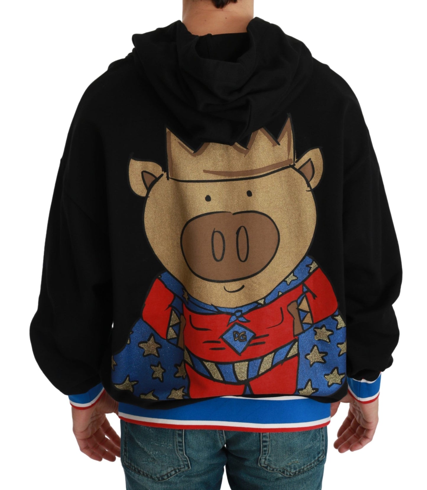 Dolce & Gabbana Schwarzer Pullover „Schwein des Jahres“ mit Kapuze
