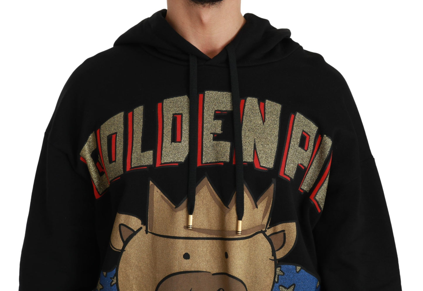 Dolce & Gabbana Schwarzer Pullover „Schwein des Jahres“ mit Kapuze