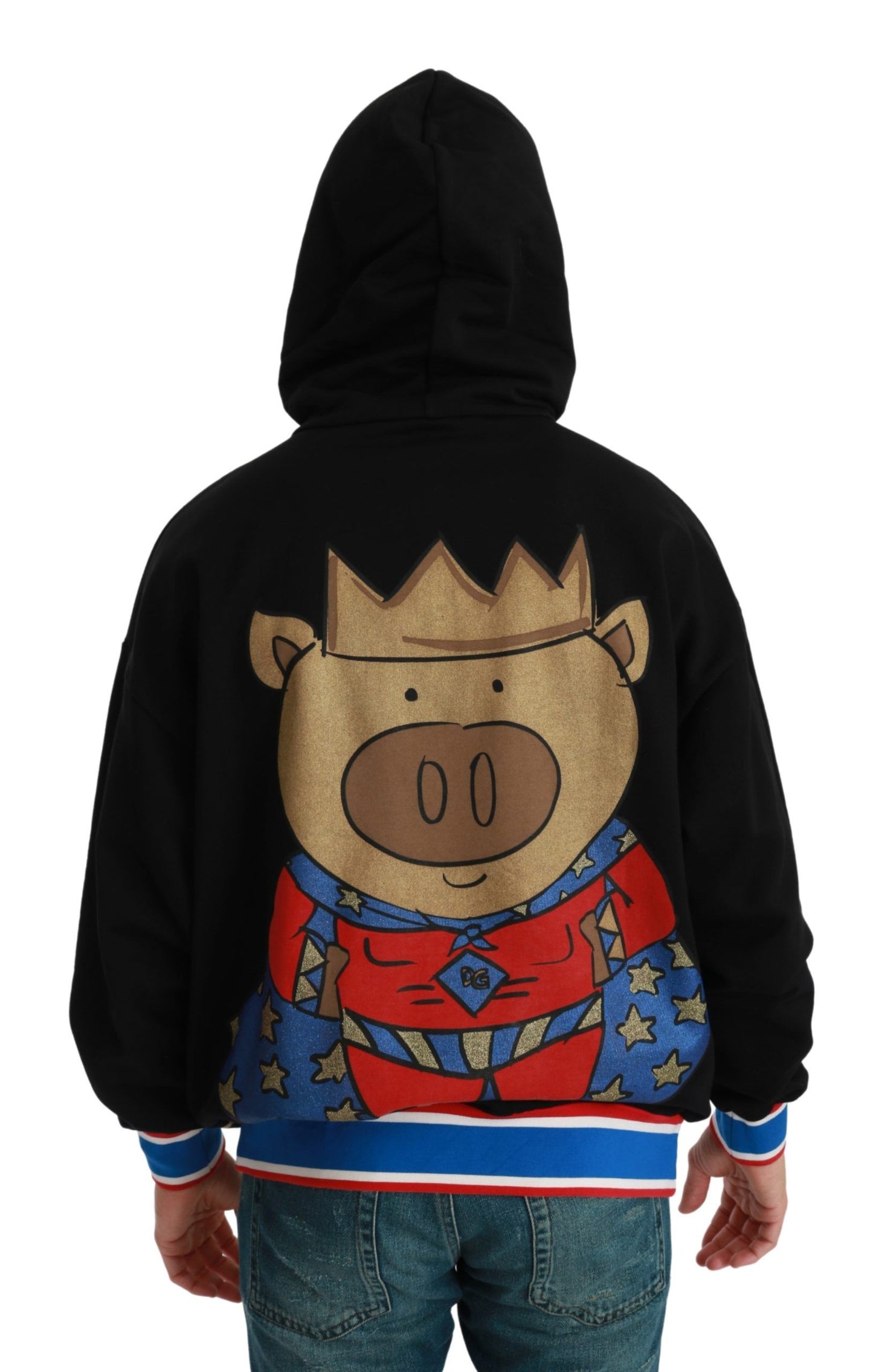 Dolce & Gabbana Schwarzer Pullover „Schwein des Jahres“ mit Kapuze