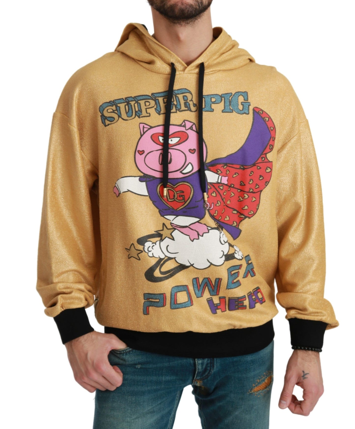 Dolce & Gabbana Goldener Kapuzenpullover „Schwein des Jahres“