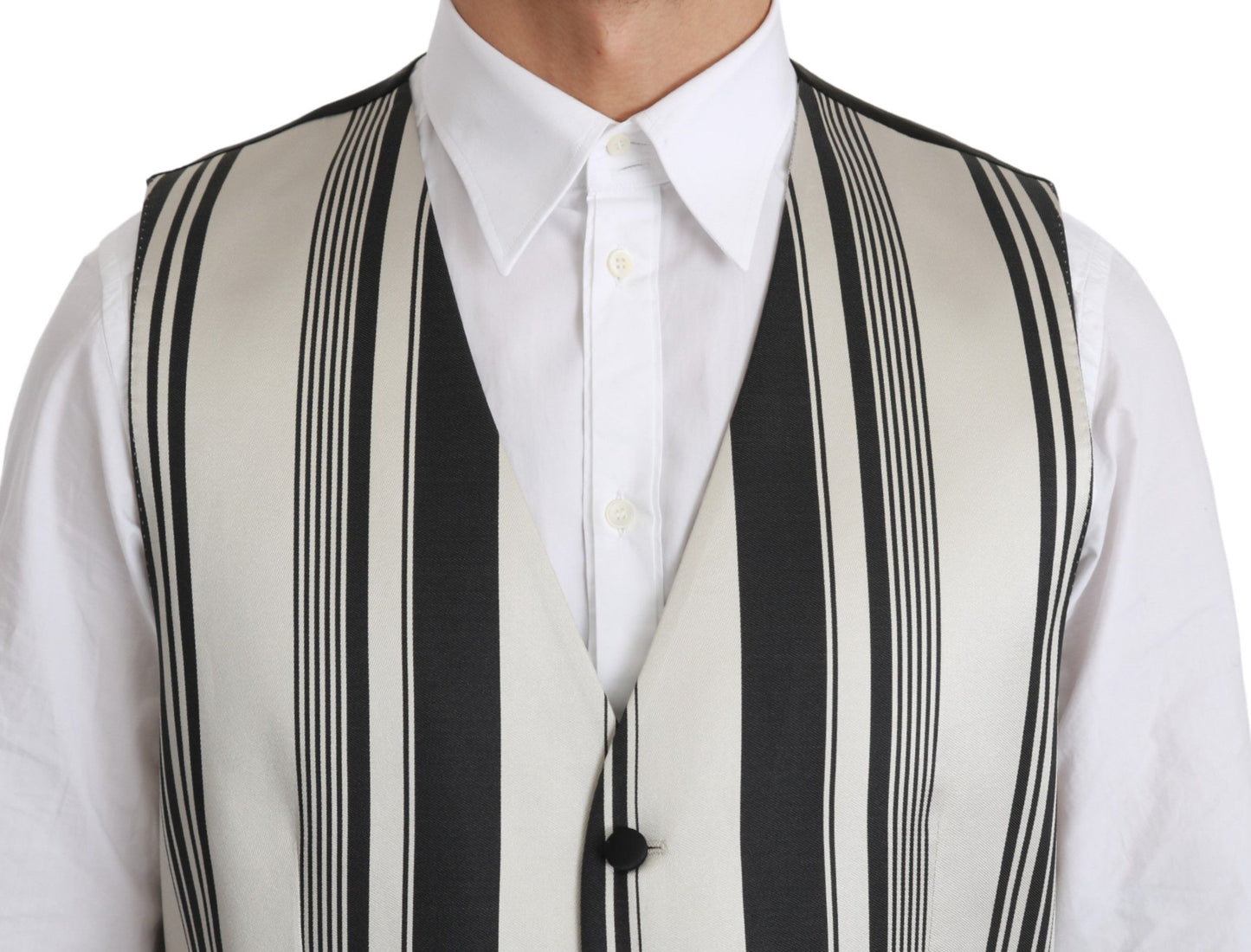 Dolce & Gabbana Weste mit weißen und schwarzen Streifen, formelle Weste