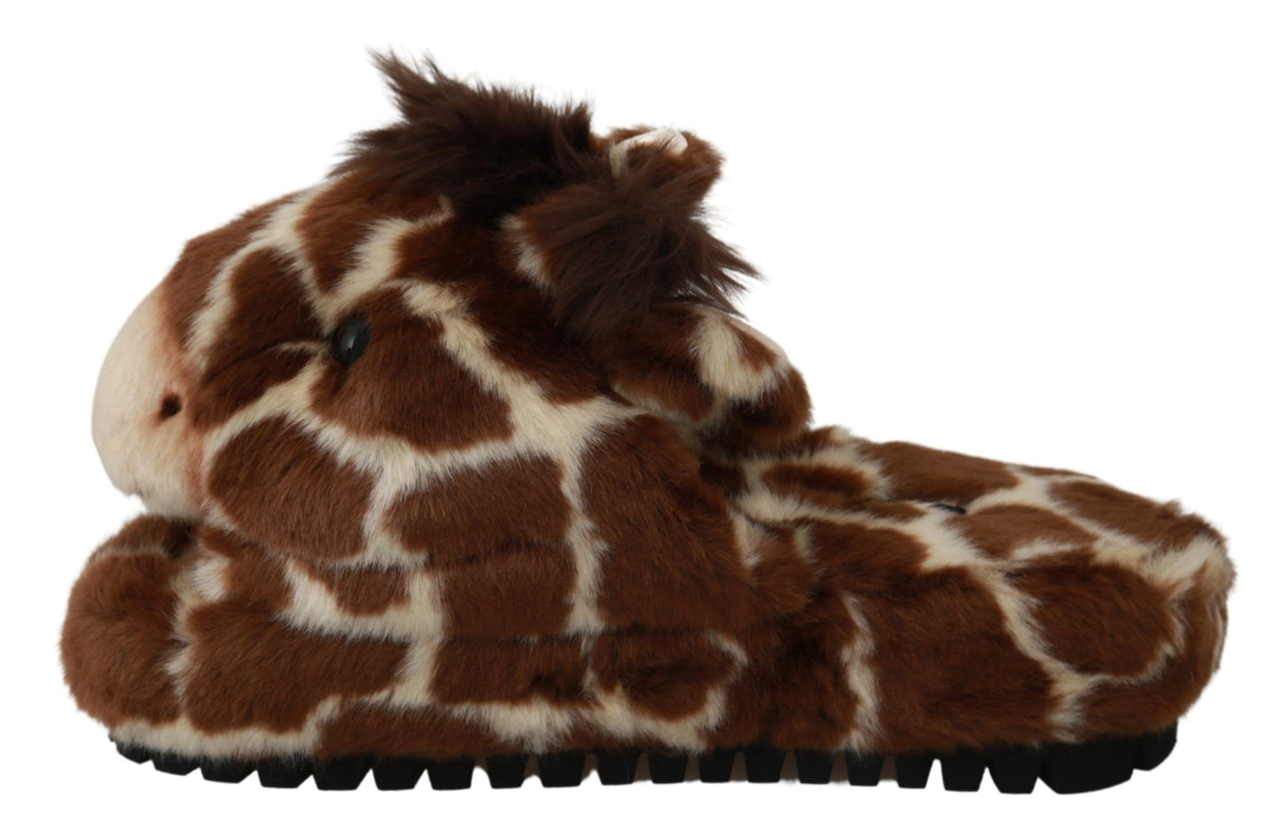 Dolce & Gabbana Braune Giraffen-Hausschuhe, flache Sandalen, Schuhe