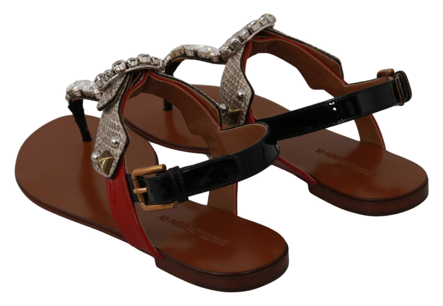 Dolce & Gabbana Leder Ayers Kristall Sandalen Flip-Flops Schuhe
