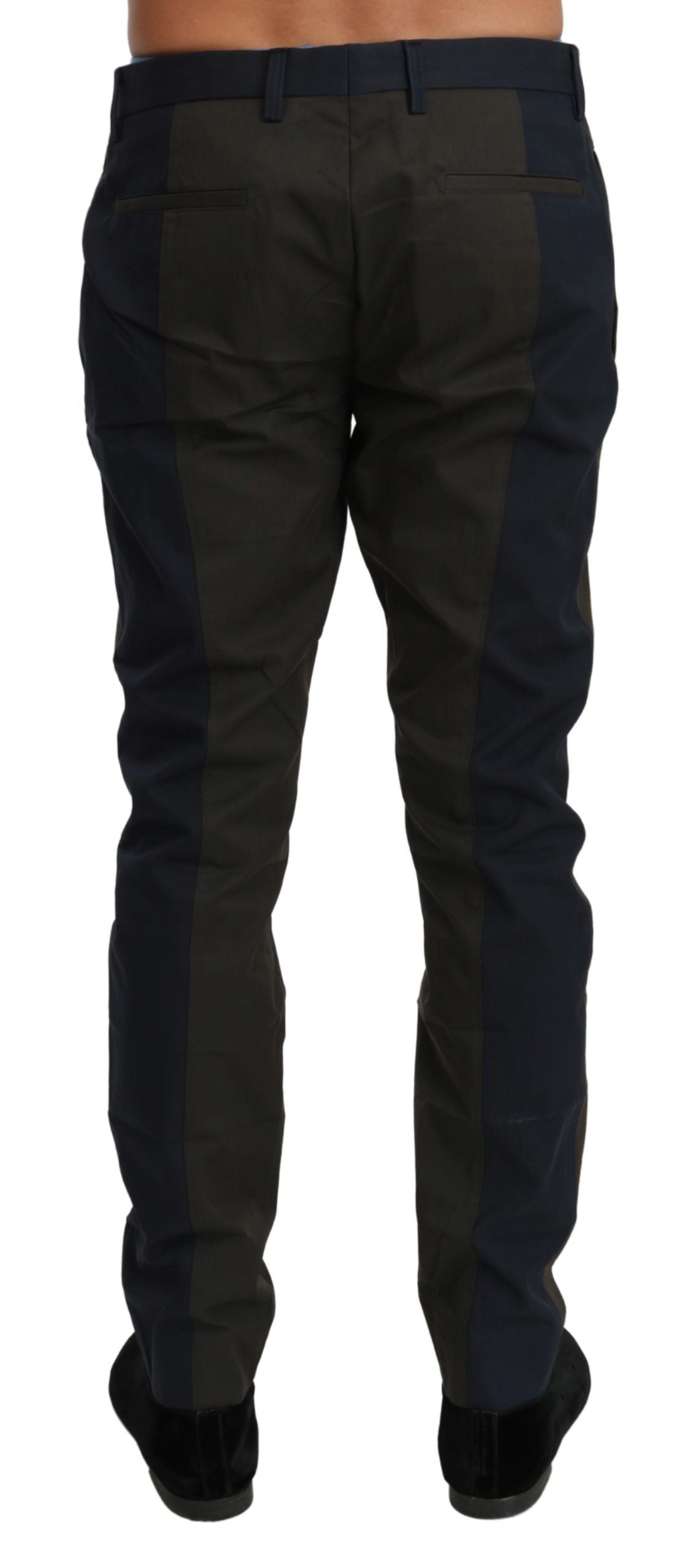 Dolce & Gabbana Blaugrau gestreifte Hose Baumwollhose