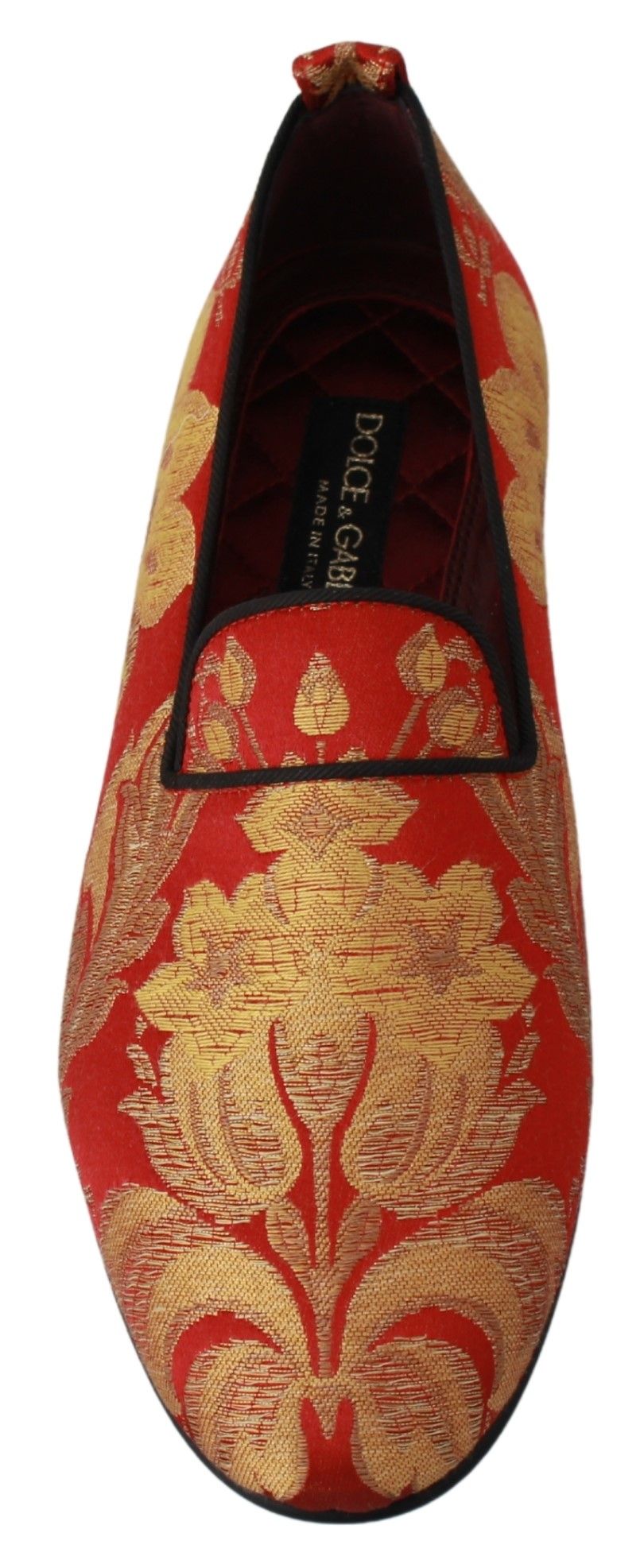 Dolce & Gabbana Rotgold Brokat Hausschuhe Loafer Schuhe