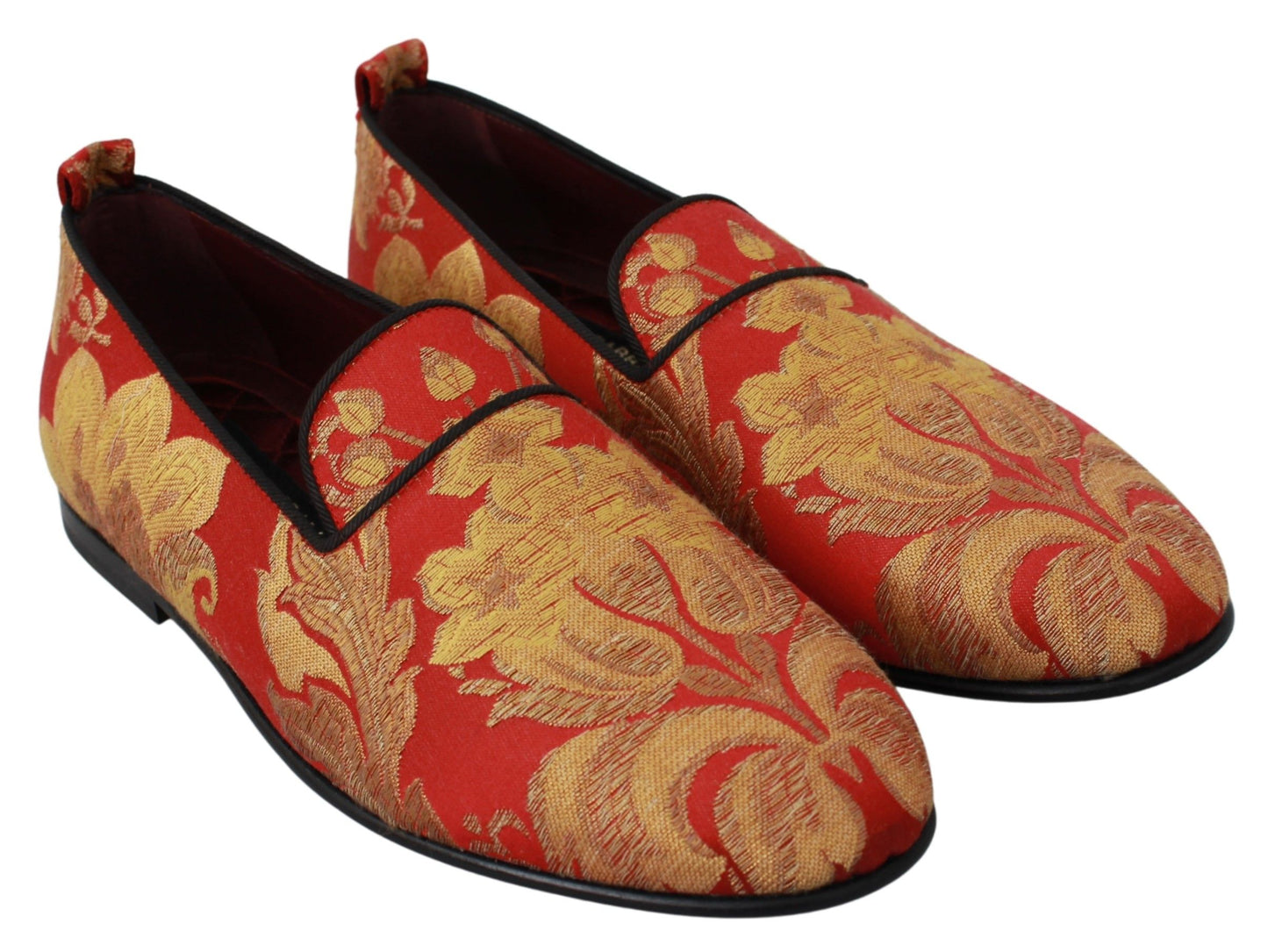 Dolce & Gabbana Rotgold Brokat Hausschuhe Loafer Schuhe