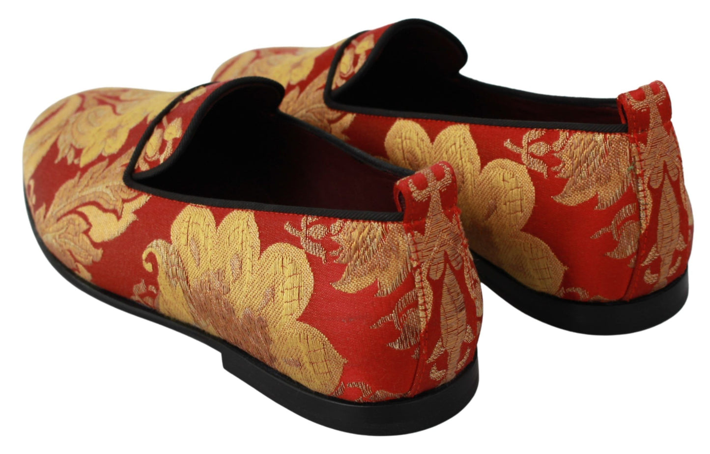 Dolce & Gabbana Rotgold Brokat Hausschuhe Loafer Schuhe