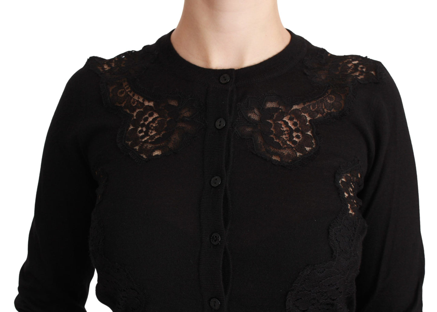 Dolce & Gabbana – Schwarzer Cardigan aus Kaschmir mit Spitze