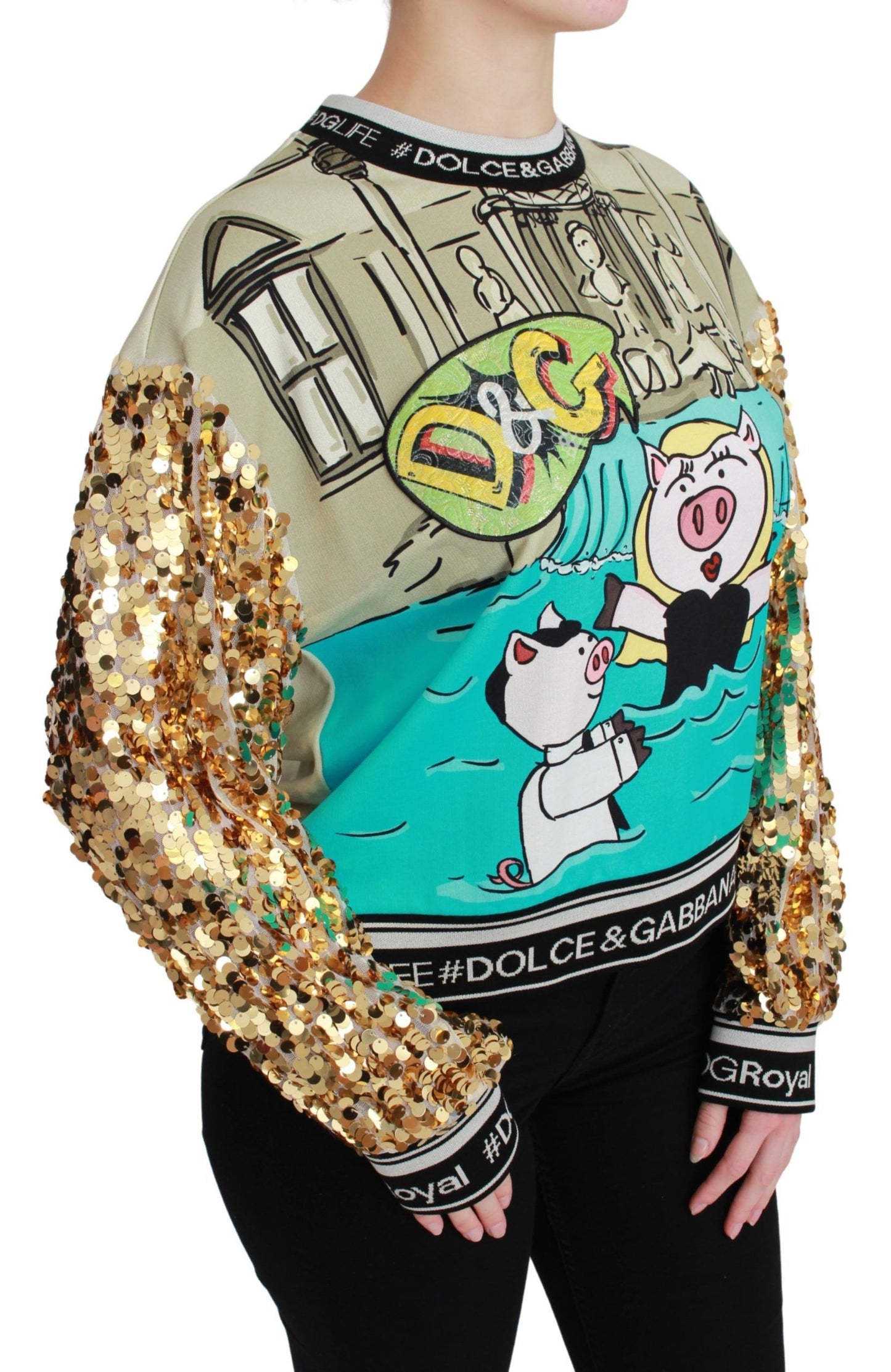 Dolce & Gabbana – Pullover mit Pailletten im „Year of the Pig“-Design