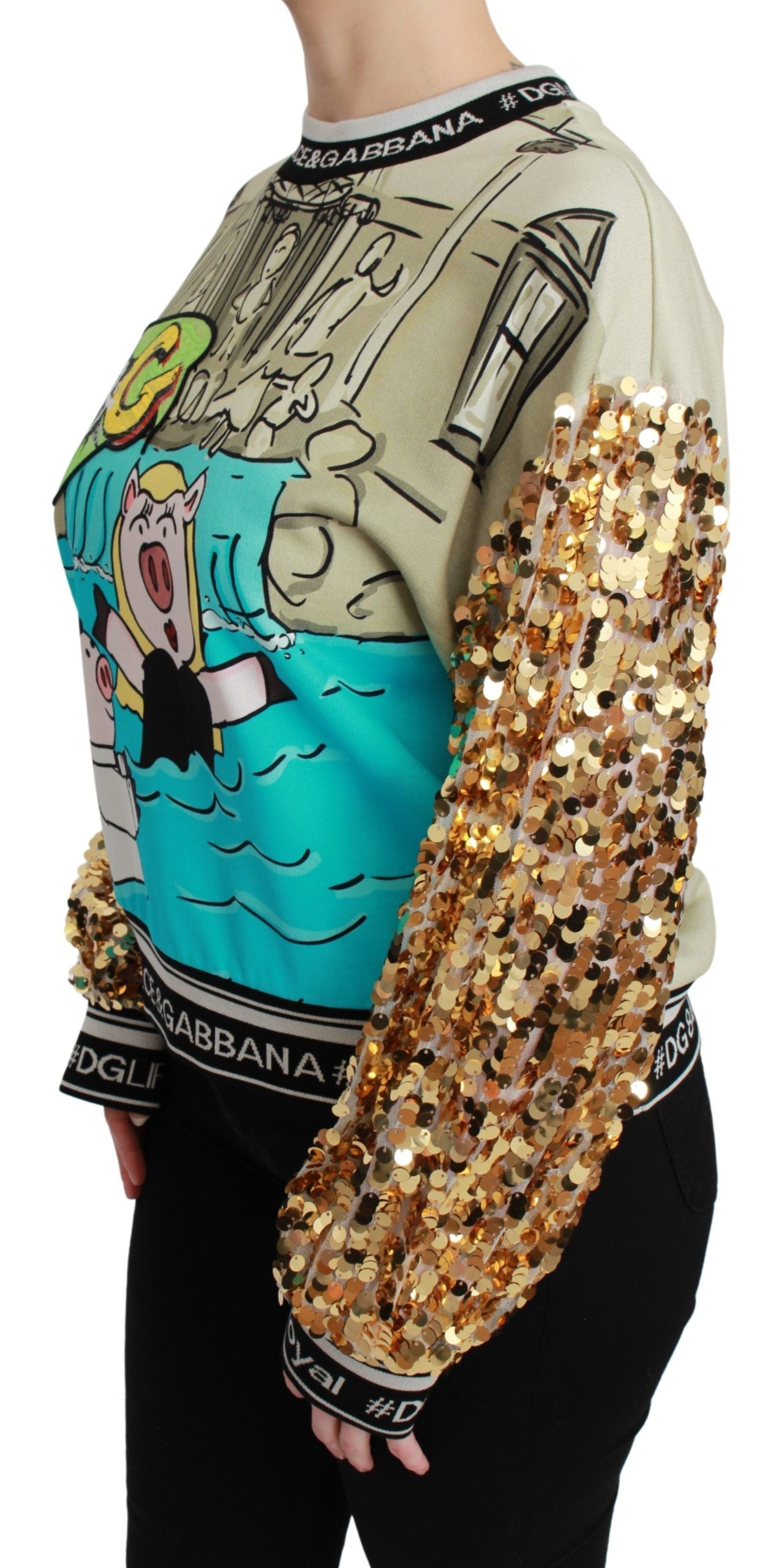 Dolce & Gabbana – Pullover mit Pailletten im „Year of the Pig“-Design