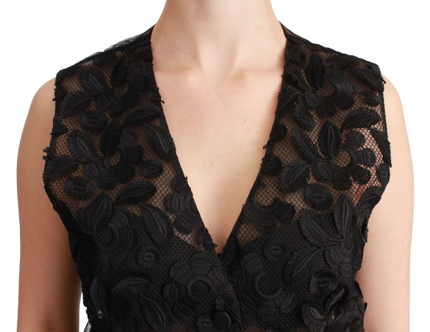 Dolce & Gabbana Weste aus schwarzem Brokat mit Blumenmuster