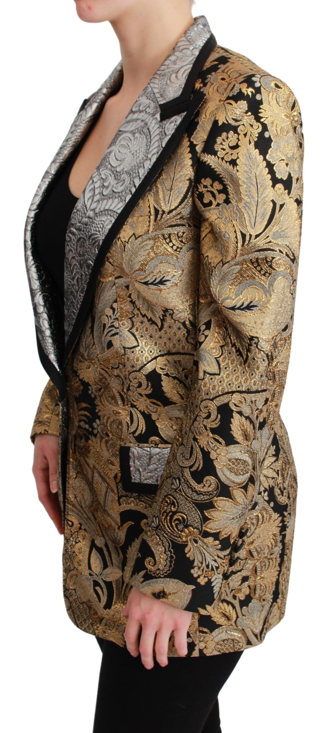 Dolce & Gabbana – Schwarz-goldene Jacquard-Blazerjacke