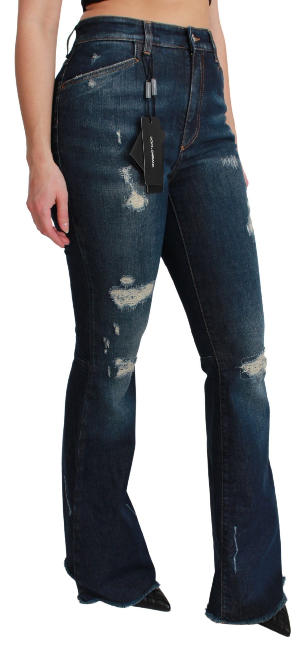 Dolce & Gabbana – Schlagjeans aus Baumwollstretch in Blau