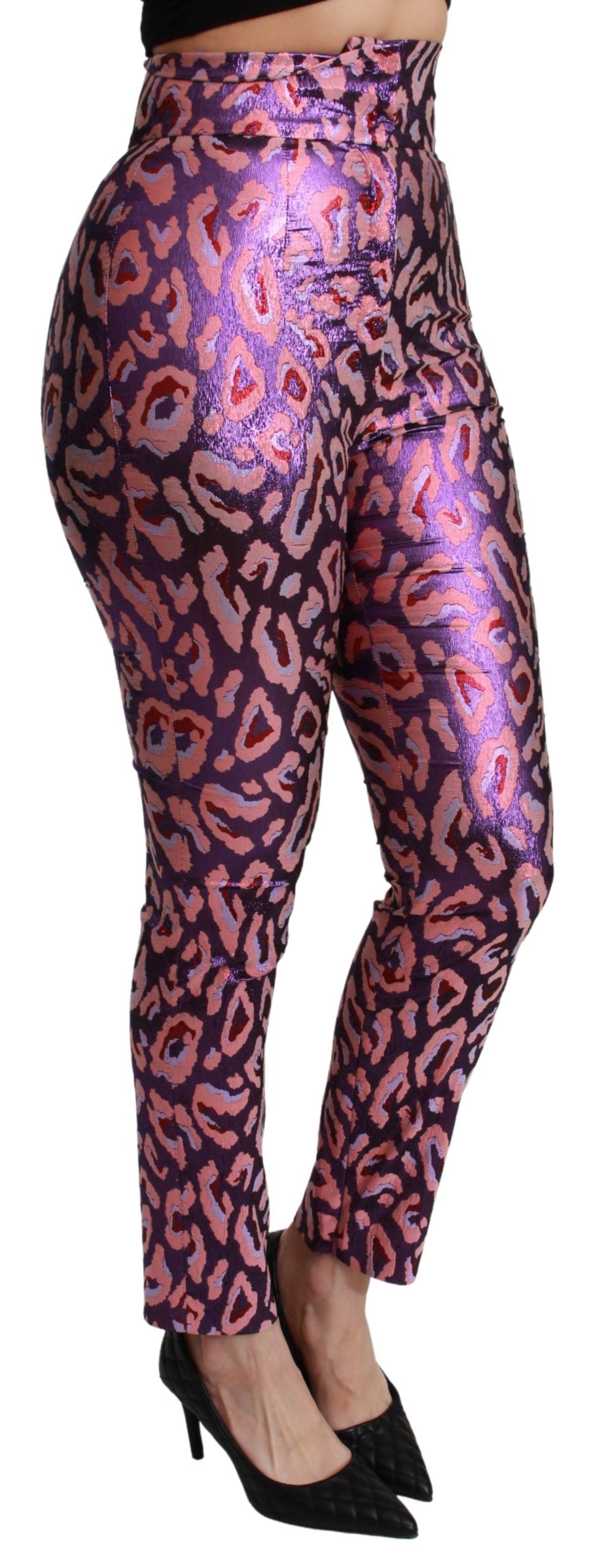 Dolce & Gabbana – Mehrfarbig gemusterte, verkürzte Hose mit hoher Taille