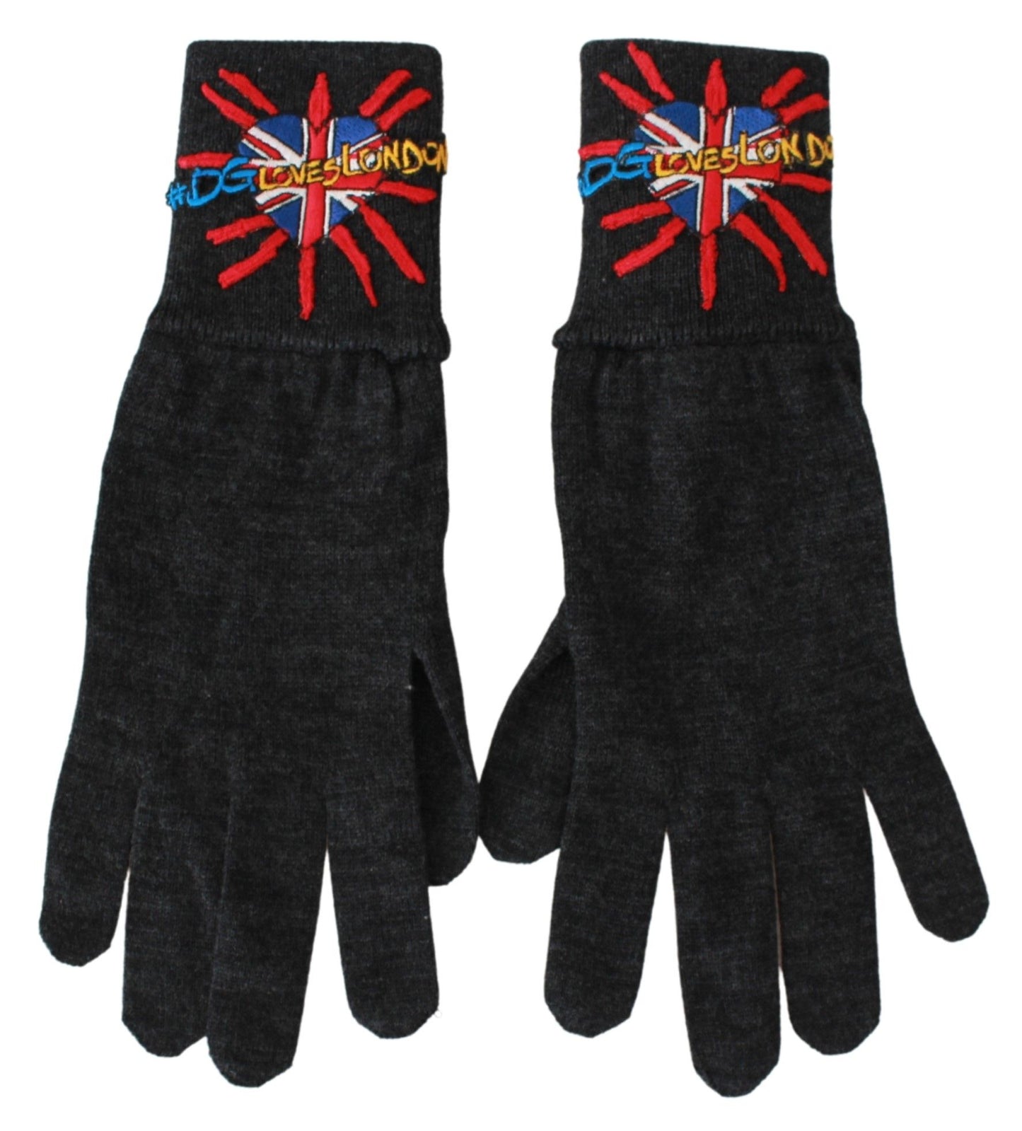 Dolce & Gabbana Graue #DGLovesLondon bestickte Wollhandschuhe