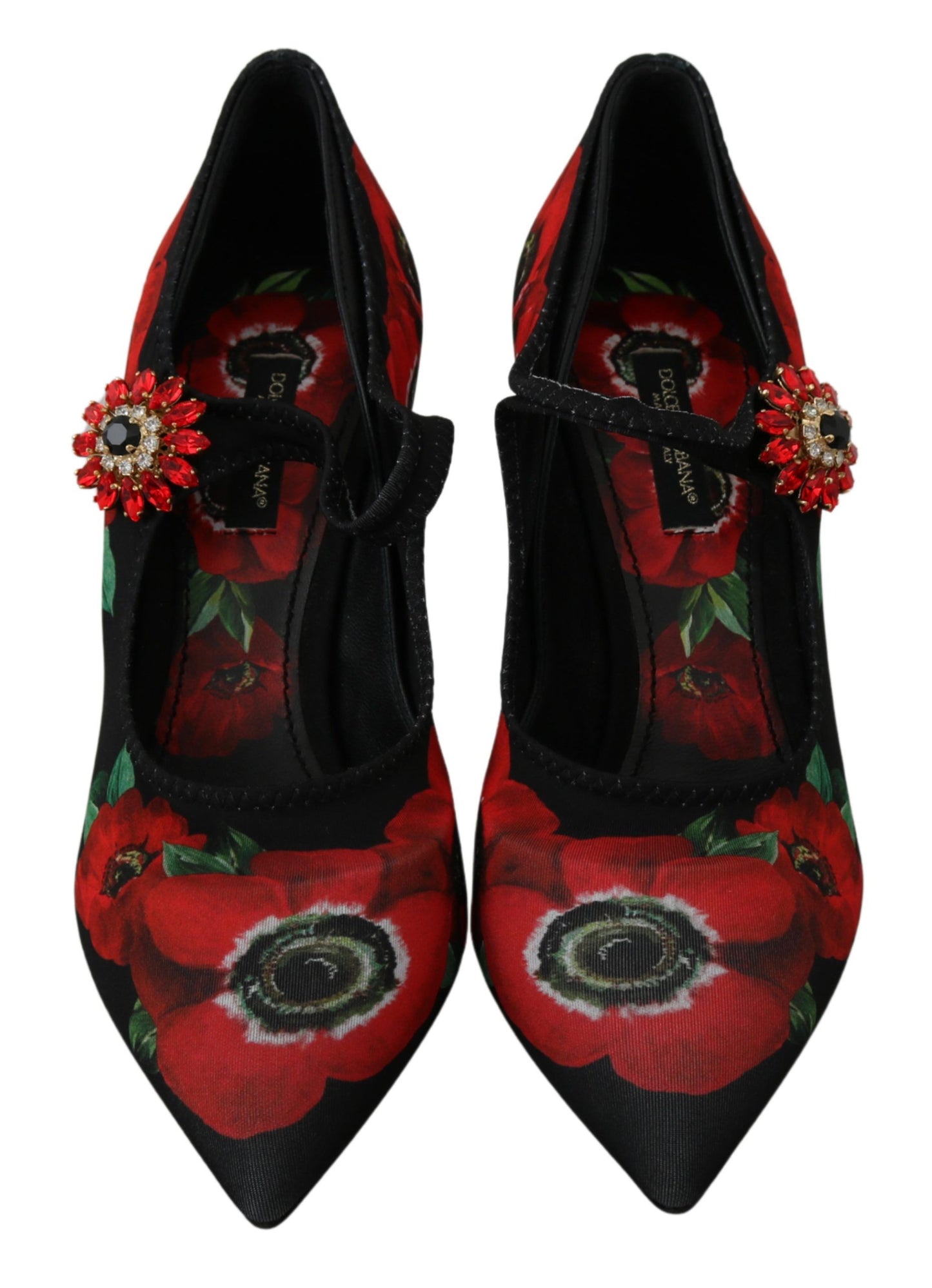 Dolce & Gabbana – Mary Janes-Pumps mit Blumenmuster in Schwarz und Rot
