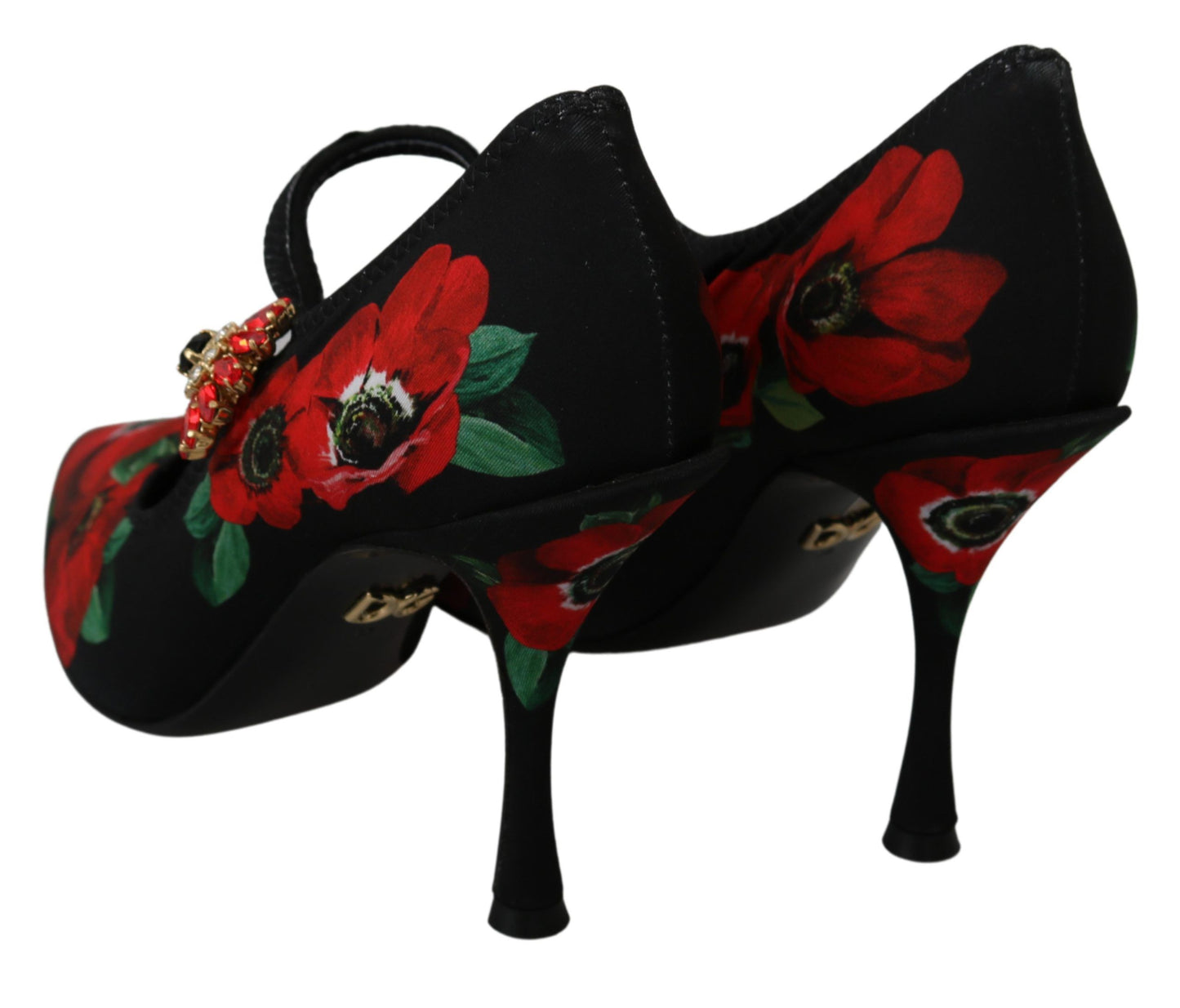 Dolce & Gabbana – Mary Janes-Pumps mit Blumenmuster in Schwarz und Rot