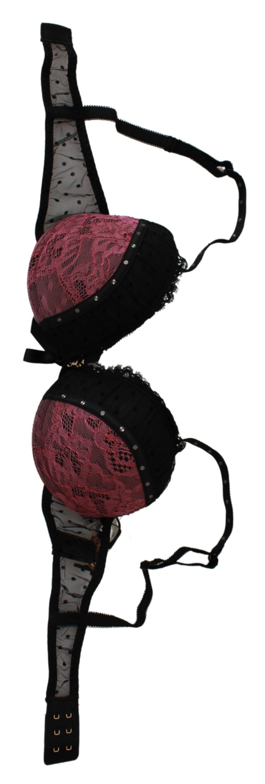 Roberto Cavalli – Push-Up-BH aus Spitze in Schwarz und Rosa