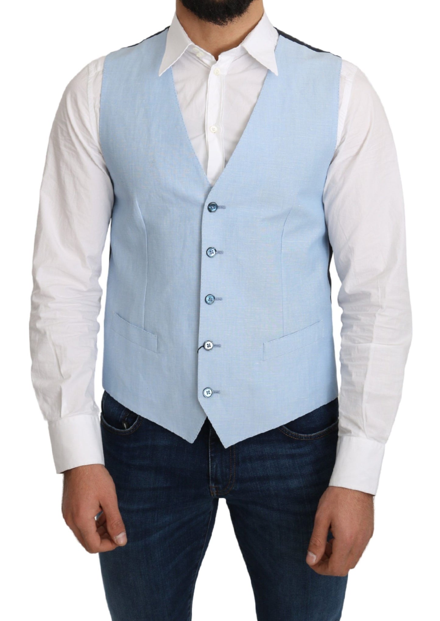 Dolce & Gabbana – Blaue Weste aus Viskose-Stretch