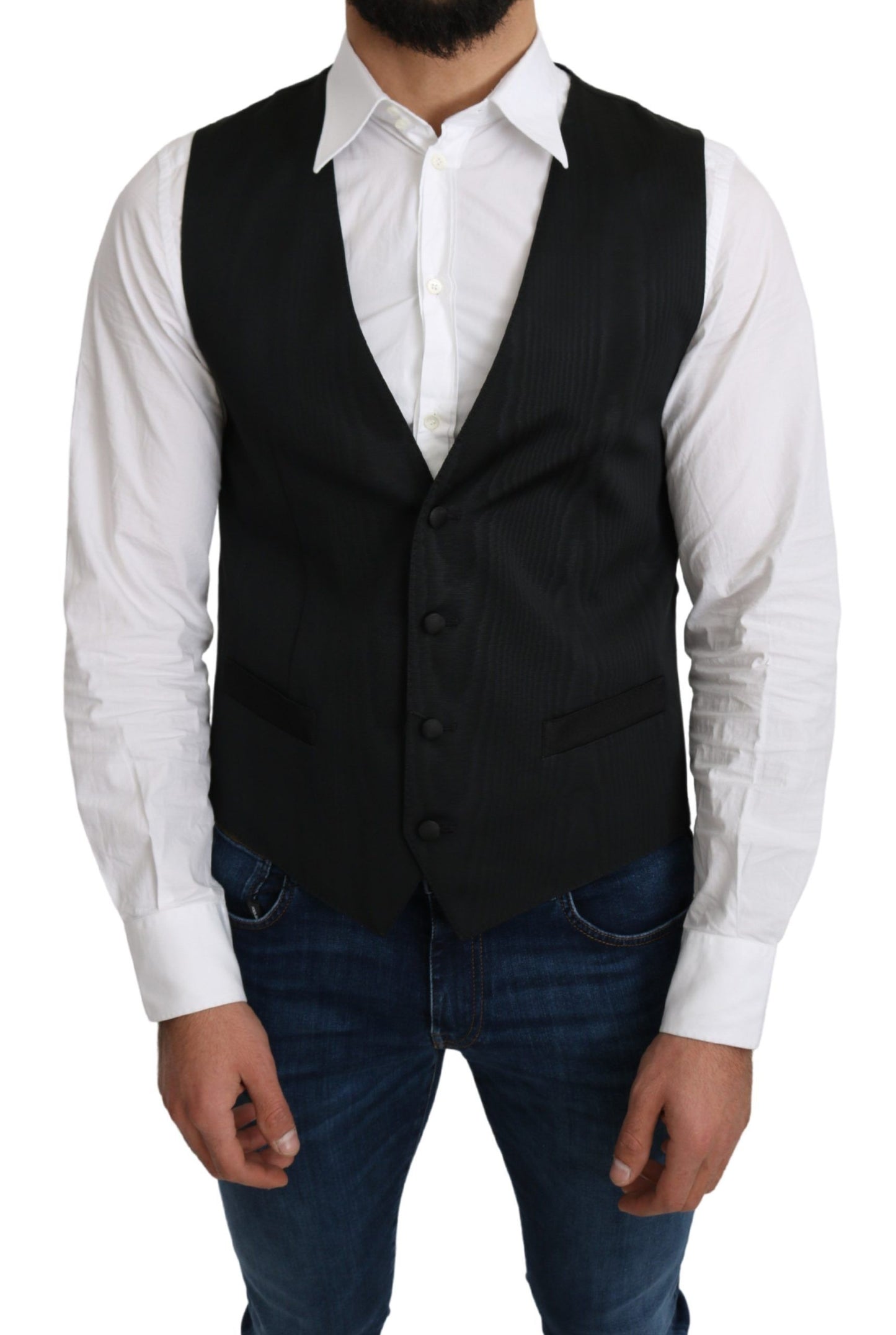 Dolce & Gabbana – Graue Weste aus 100 % Seide