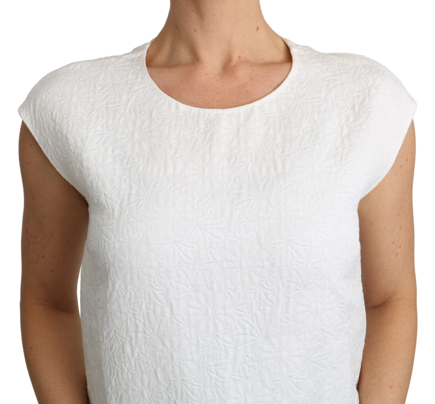 Dolce & Gabbana Weiße Bluse aus Baumwollbrokat mit Blumenmuster