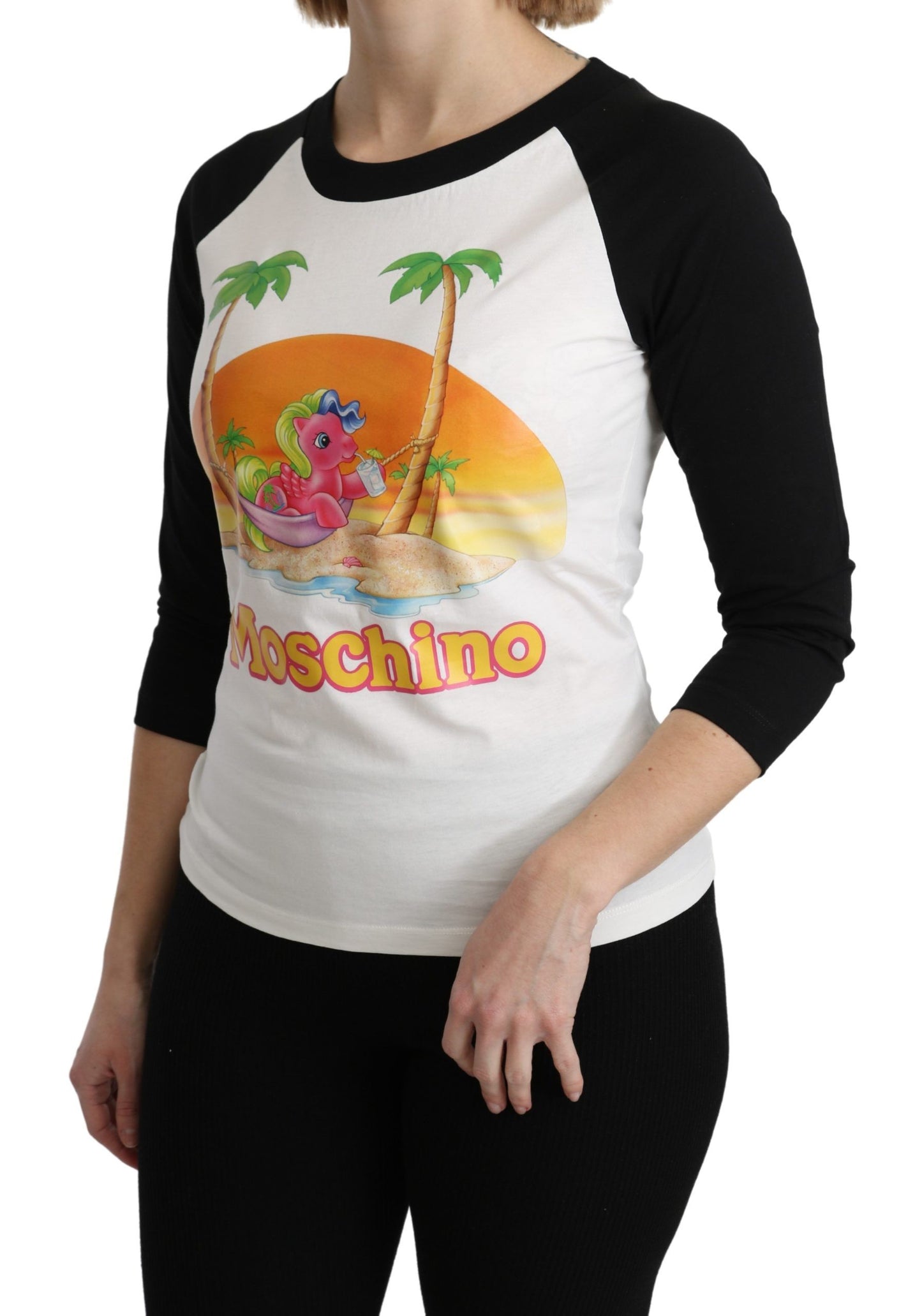 Moschino Weißes Baumwoll-T-Shirt Mein kleines Pony Top T-Shirt