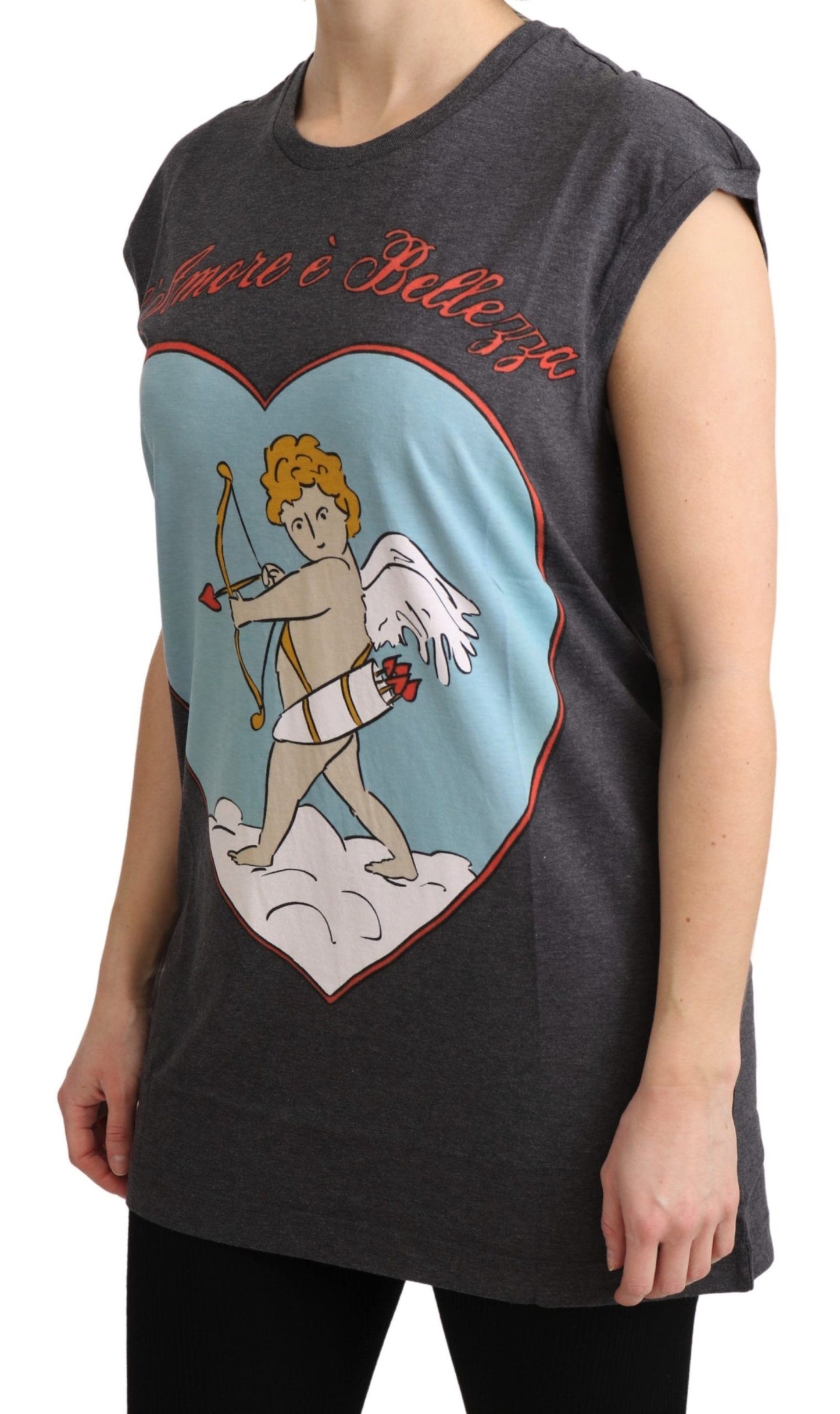 Dolce & Gabbana Graues Baumwoll-T-Shirt „L'Amore Top“