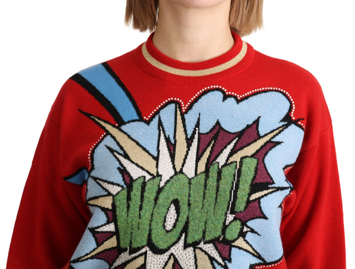 Dolce & Gabbana – Roter Strickpullover aus Kaschmir mit Cartoon-Muster