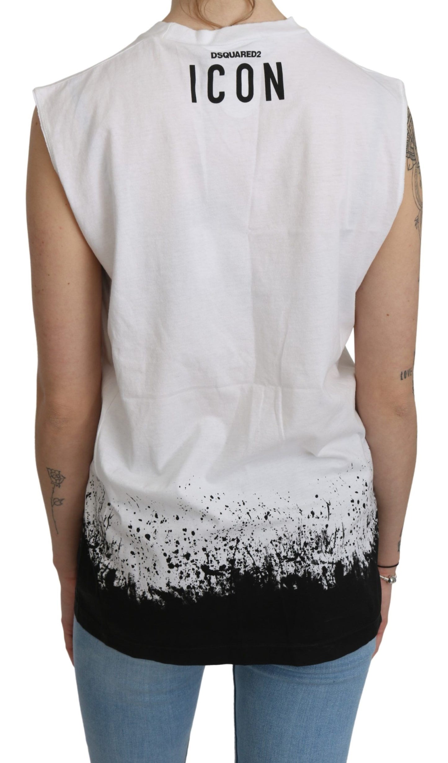 Dsquared² Weißes ärmelloses T-Shirt Tanktop aus Baumwolle