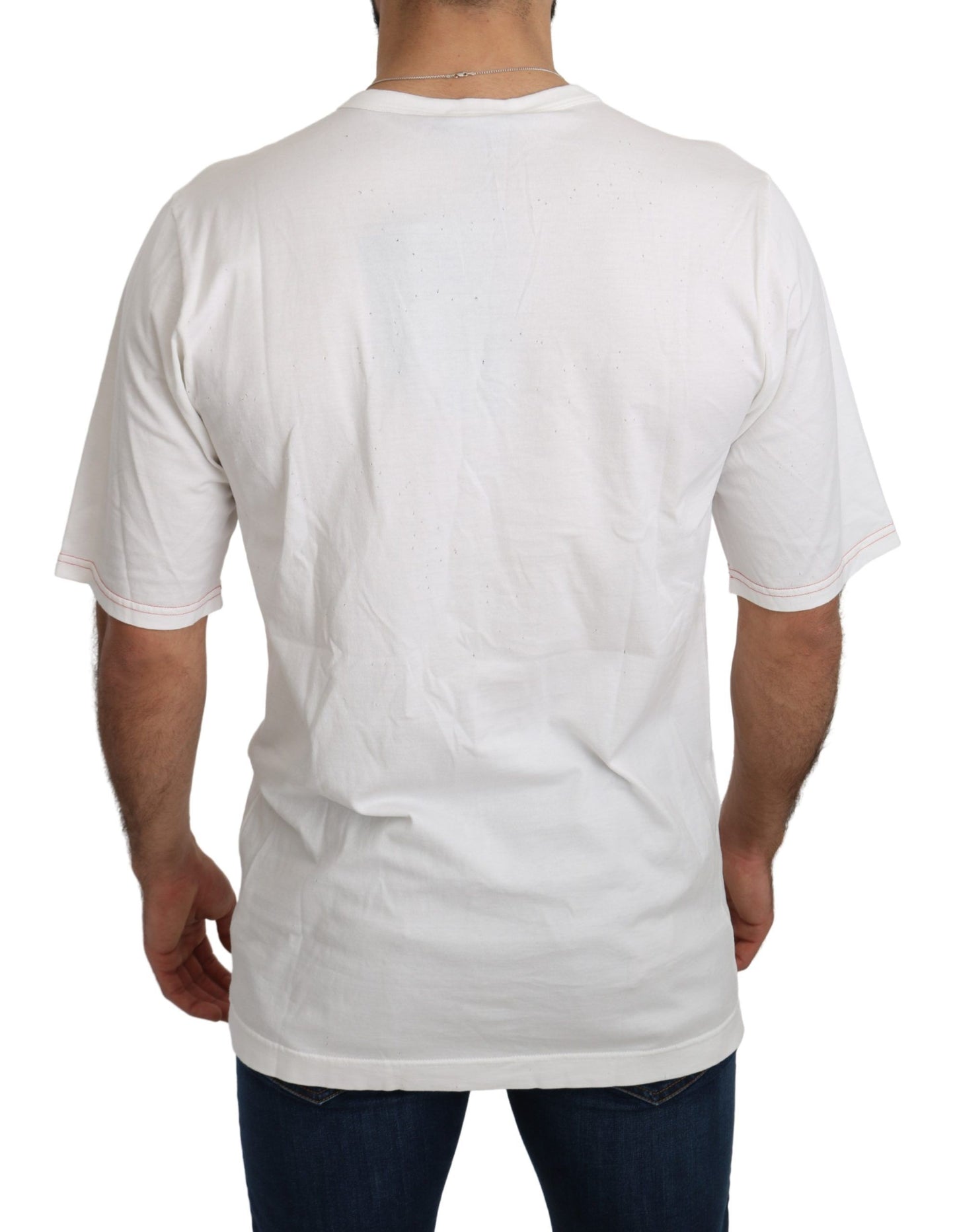 Dolce & Gabbana – T-Shirt mit weißem Leopardenmuster und Royal-Top