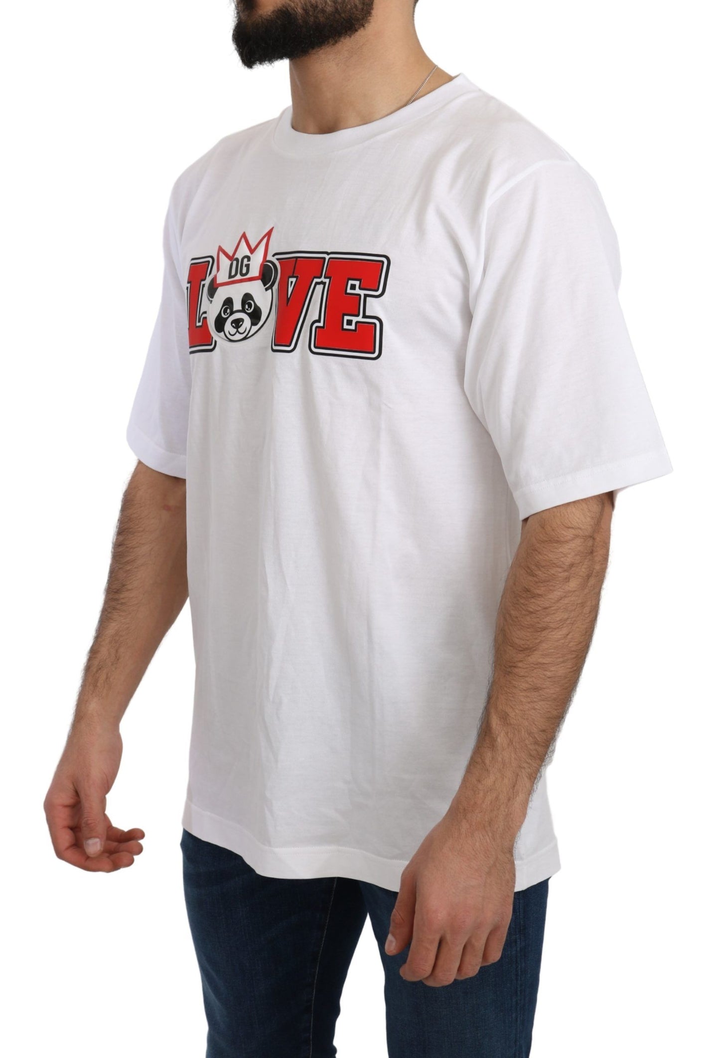 Dolce & Gabbana – Weißes T-Shirt mit Love-Panda-Print