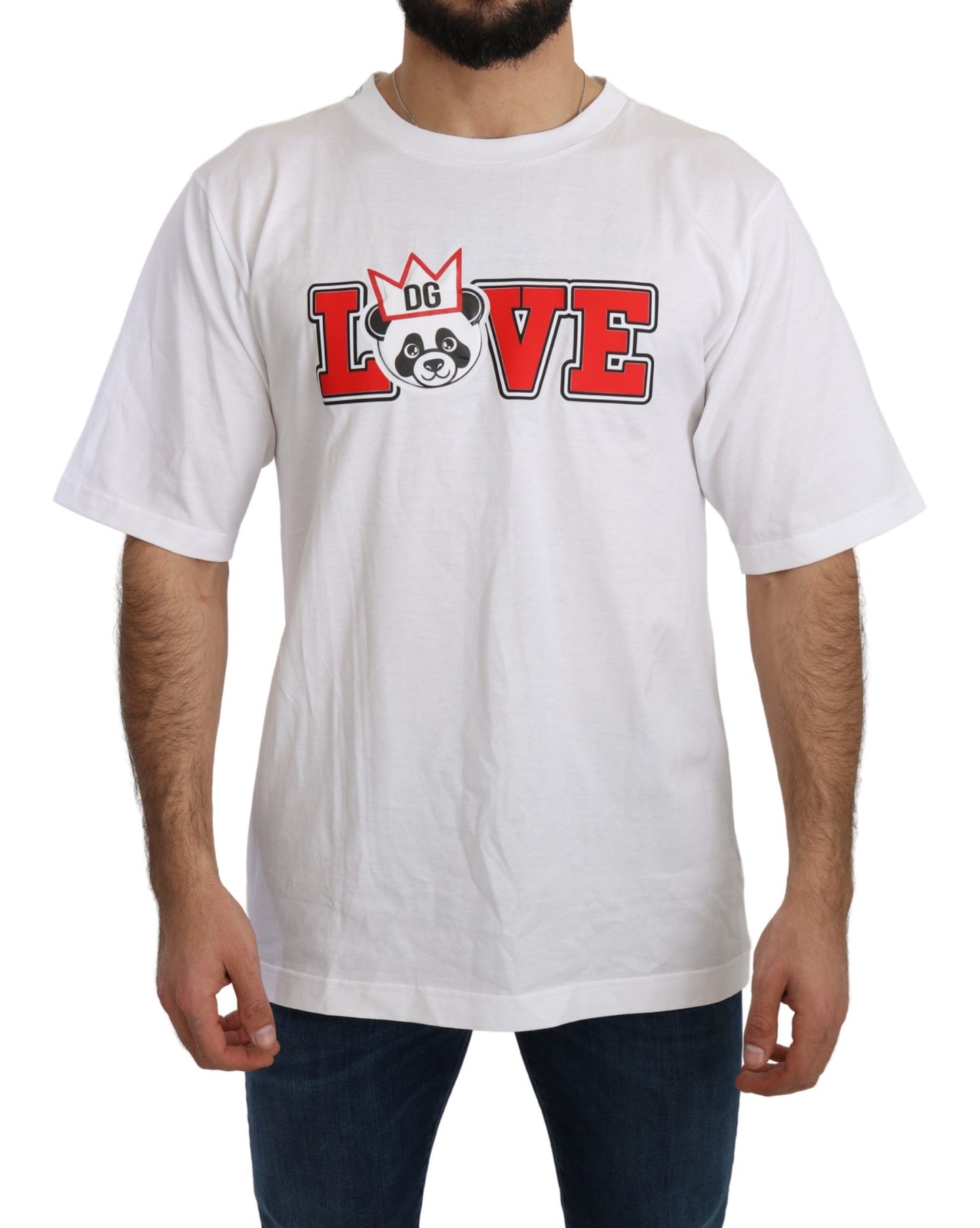 Dolce & Gabbana – Weißes T-Shirt mit Love-Panda-Print
