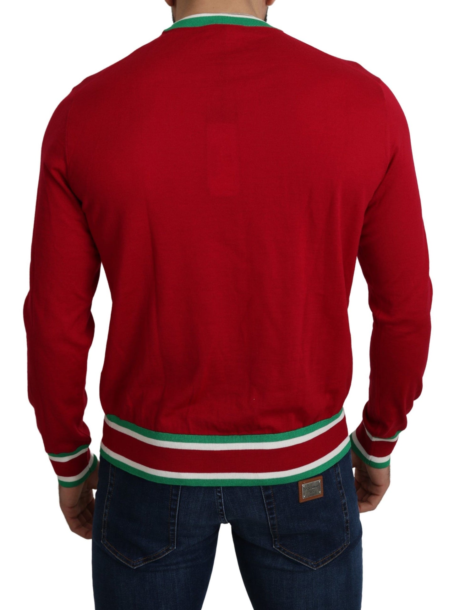 Dolce & Gabbana Roter Woll-Seidenpullover „Pig of the Year“