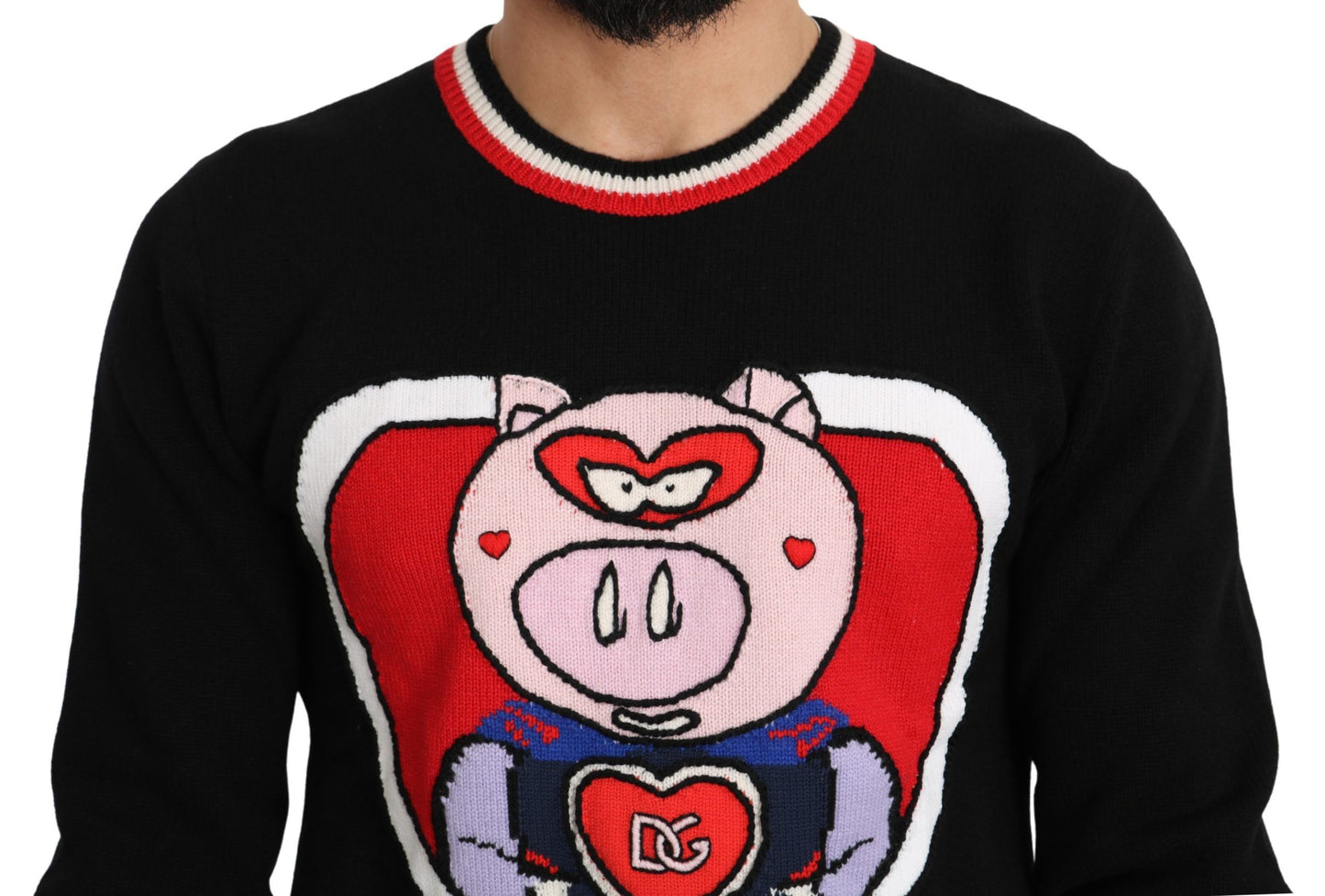 Dolce & Gabbana – Pullover „Pig of the Year“ aus schwarzem Kaschmir