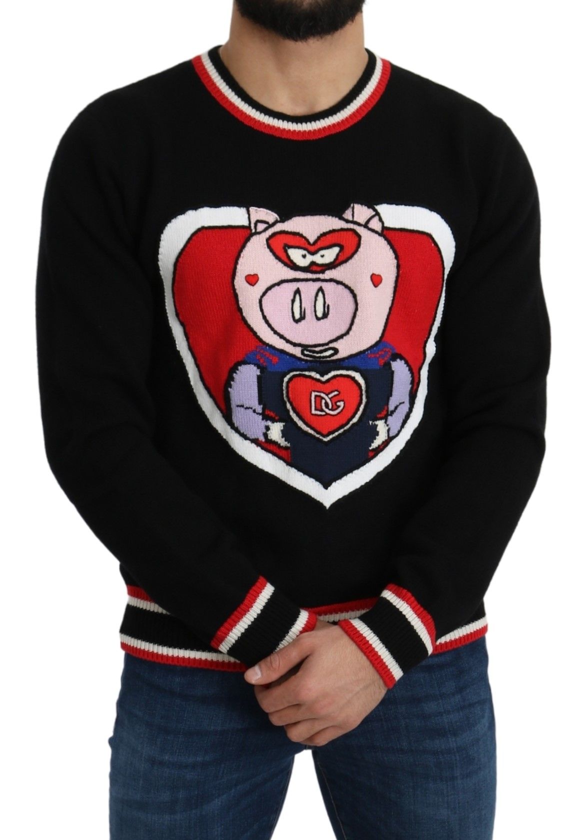 Dolce & Gabbana – Pullover „Pig of the Year“ aus schwarzem Kaschmir