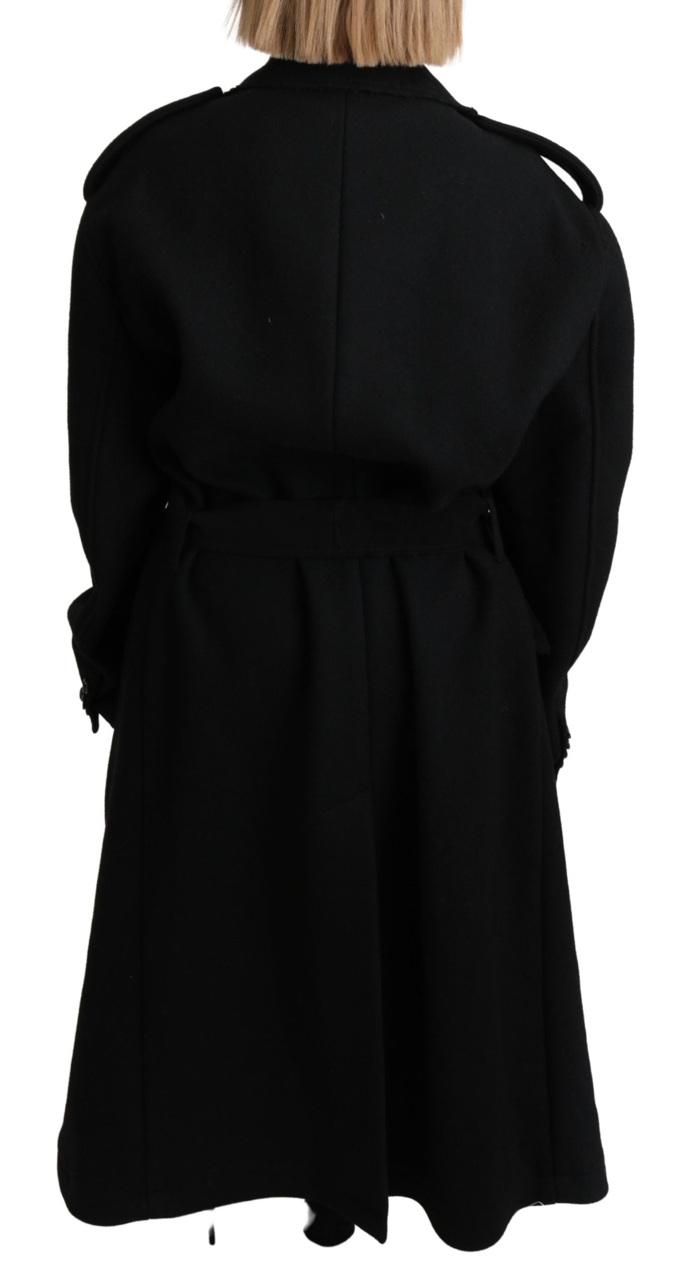 Dolce & Gabbana – Schwarzer Blazer-Trenchcoat aus Schurwolle