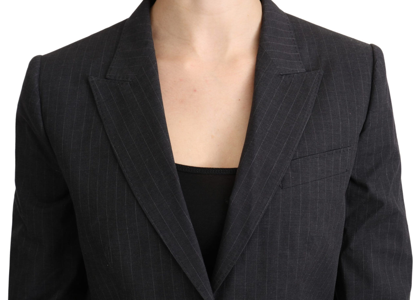 Dolce & Gabbana Graue einreihige Blazer-Baumwolljacke