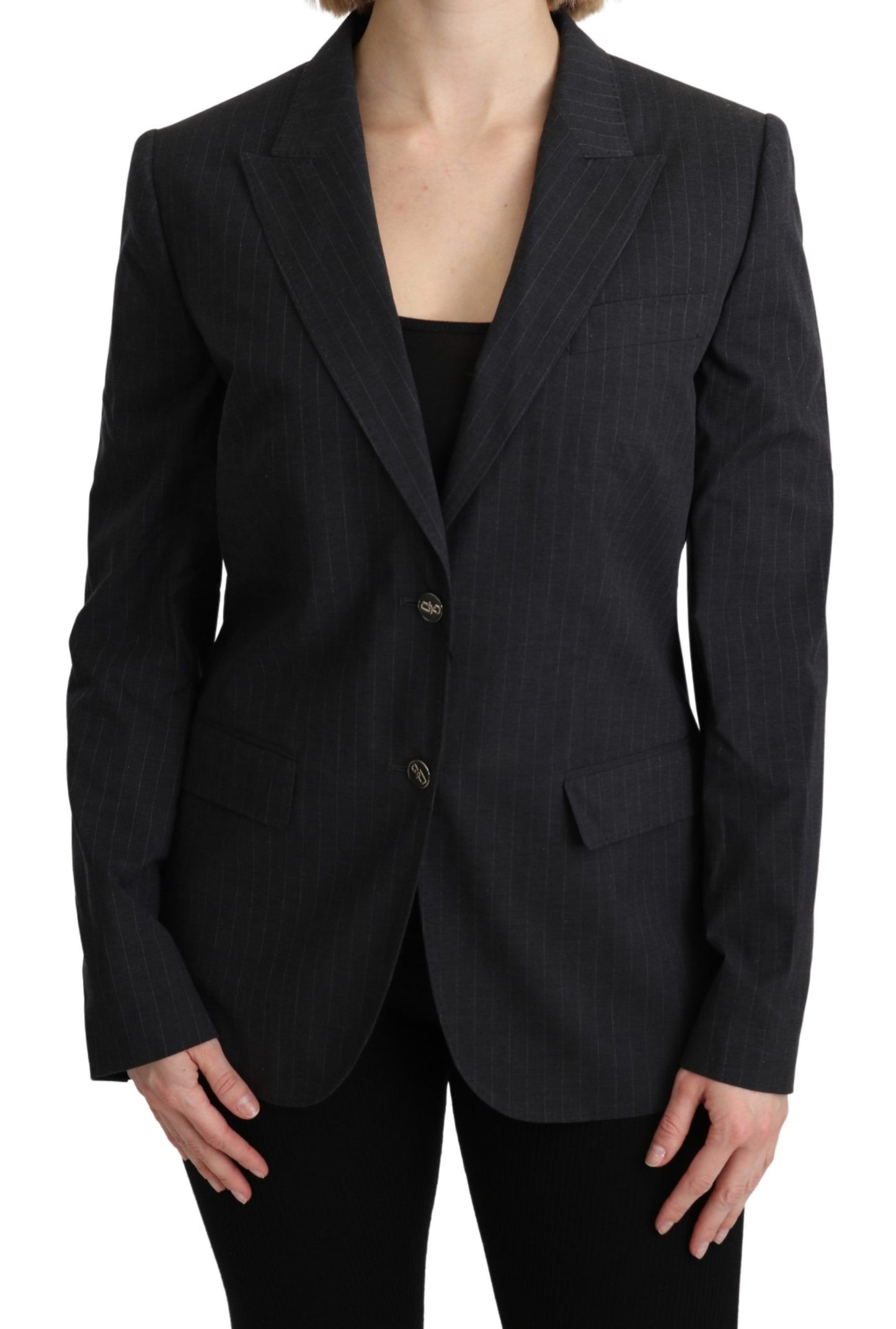 Dolce & Gabbana Graue einreihige Blazer-Baumwolljacke