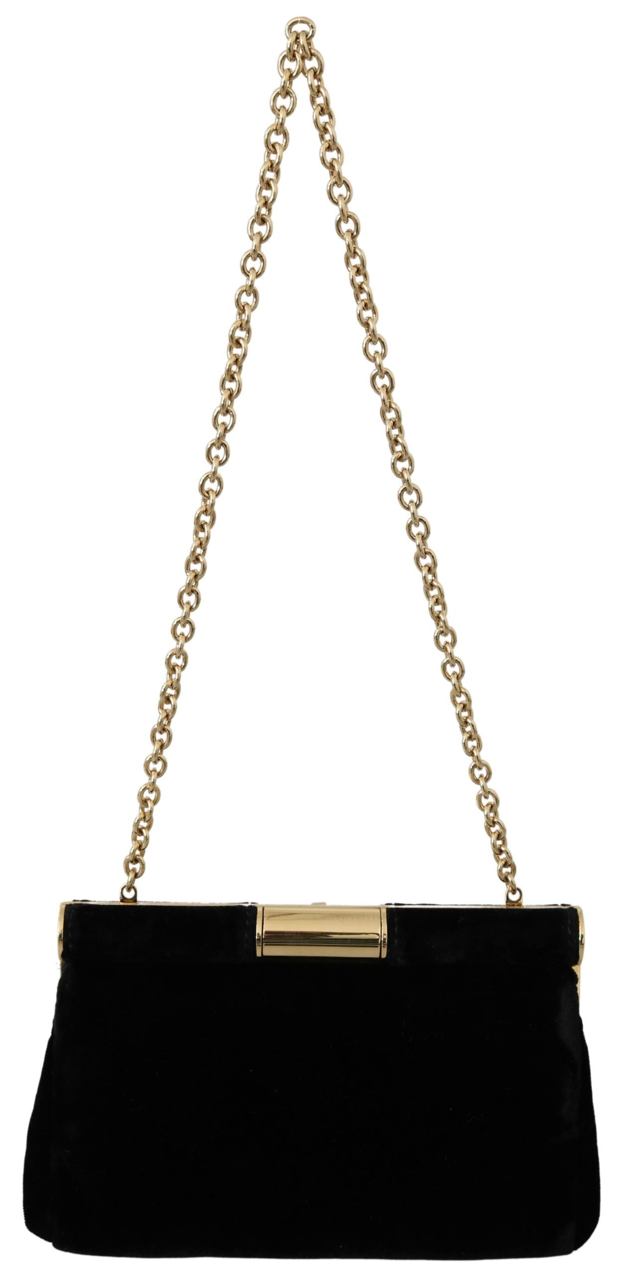 Dolce & Gabbana Schwarzer Samt Kristallnieten Damen Umhängetasche Sling Borse