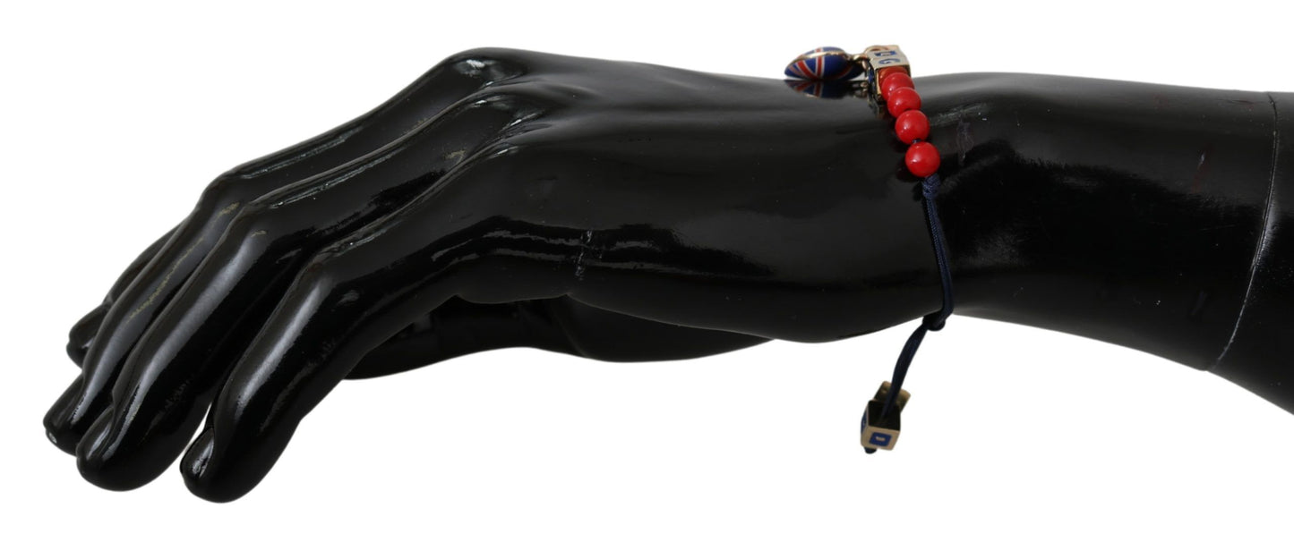 Dolce & Gabbana Armband mit rot-blauen Perlen und der Flagge „DG LOVES LONDON“