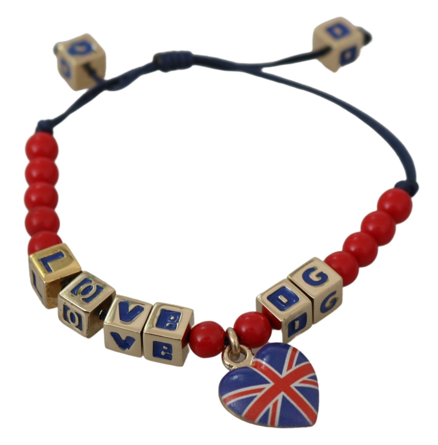 Dolce & Gabbana Armband mit rot-blauen Perlen und der Flagge „DG LOVES LONDON“