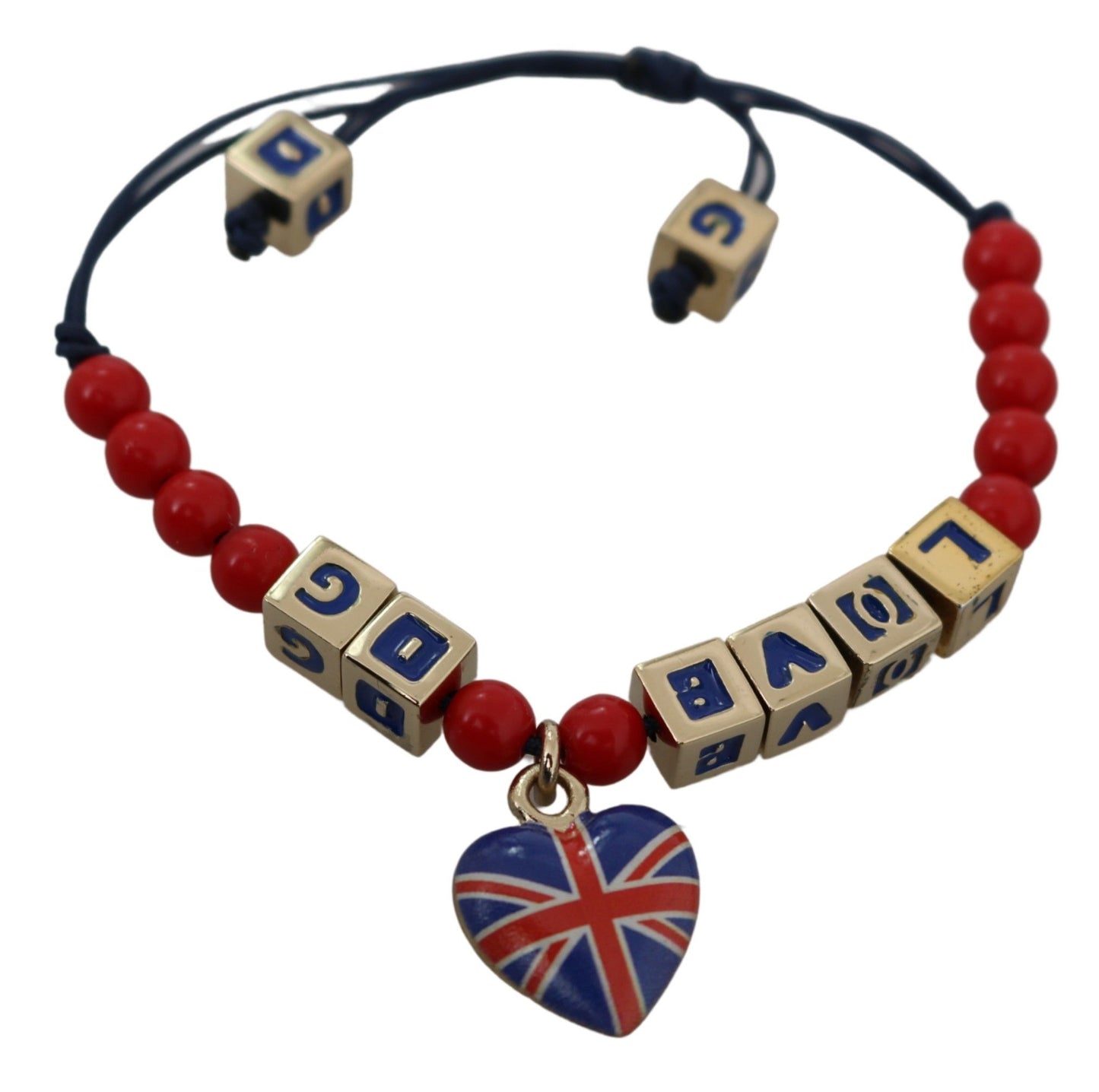 Dolce & Gabbana Armband mit rot-blauen Perlen und der Flagge „DG LOVES LONDON“