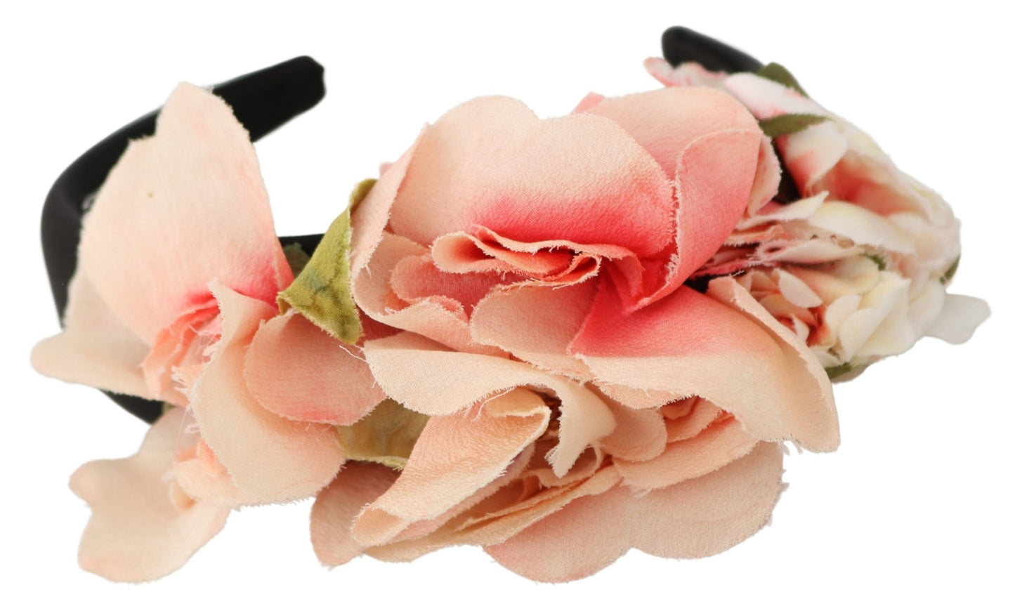 Dolce & Gabbana Rosa Seiden-Stirnband mit schwarzem Blumenmuster und Logo-Diadem