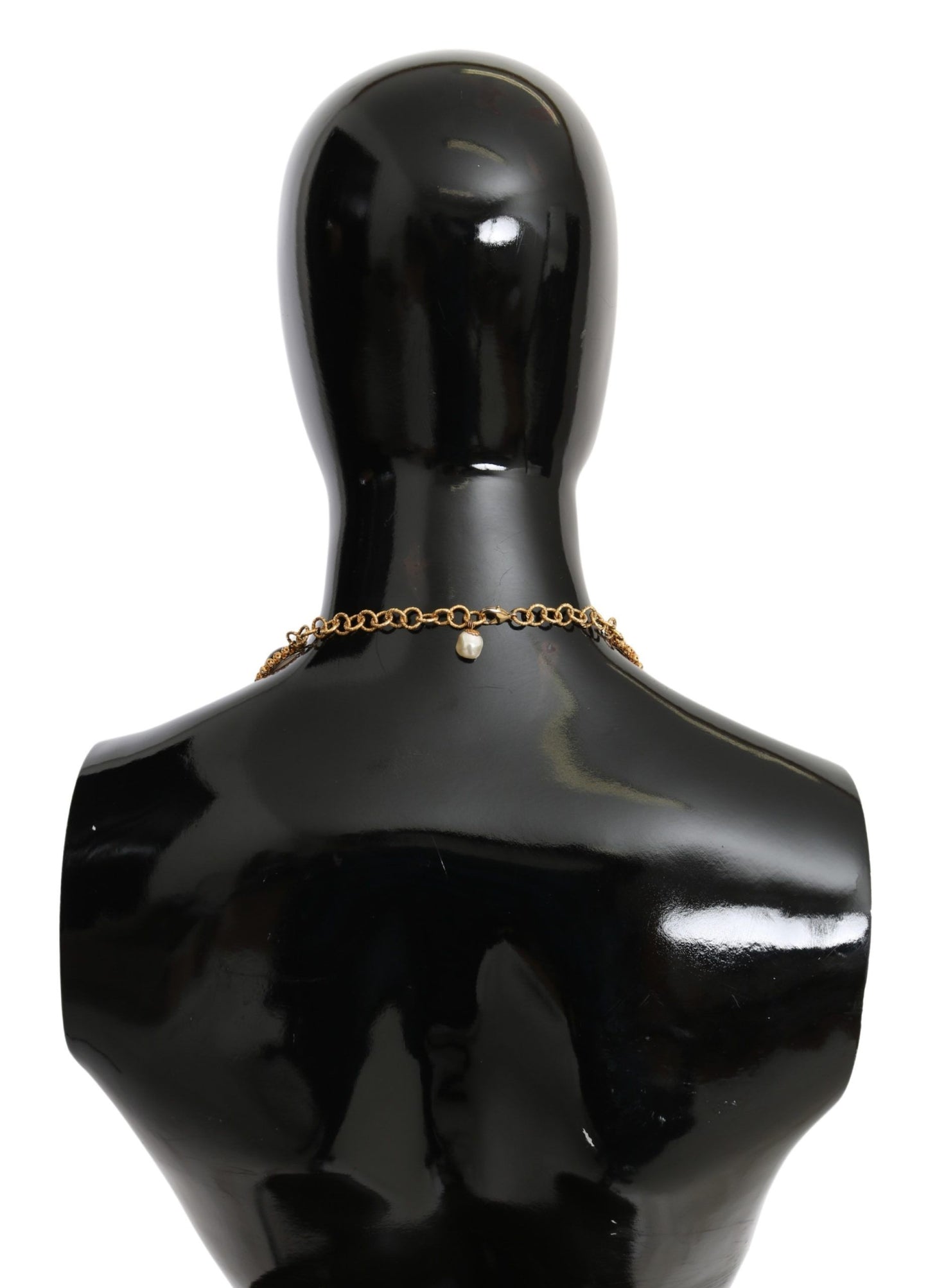 Dolce & Gabbana Rot-Violett Kristall Blumenkette Statement Gold Messing Halskette