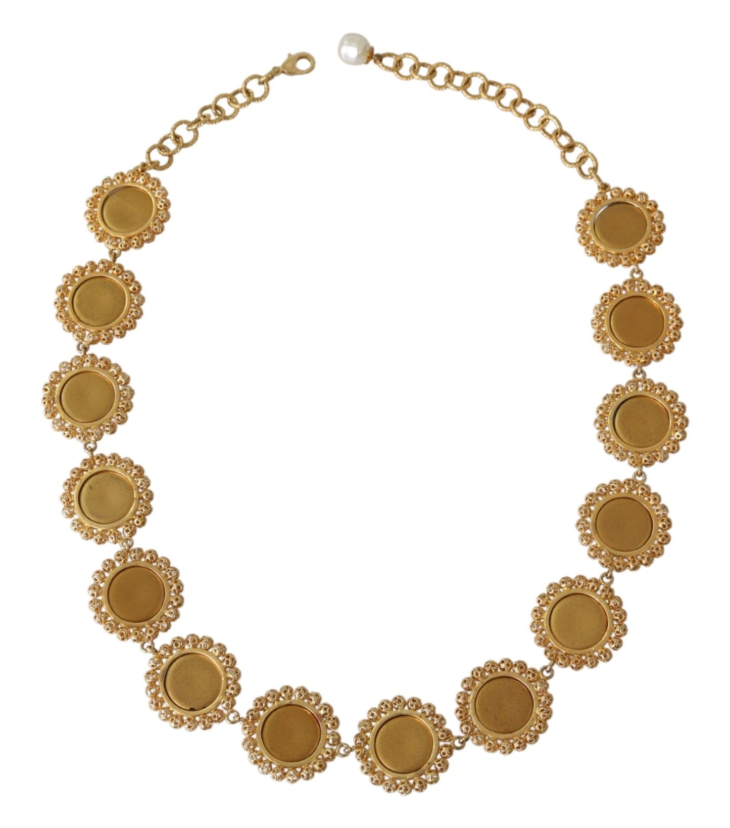 Dolce & Gabbana Rot-Violett Kristall Blumenkette Statement Gold Messing Halskette